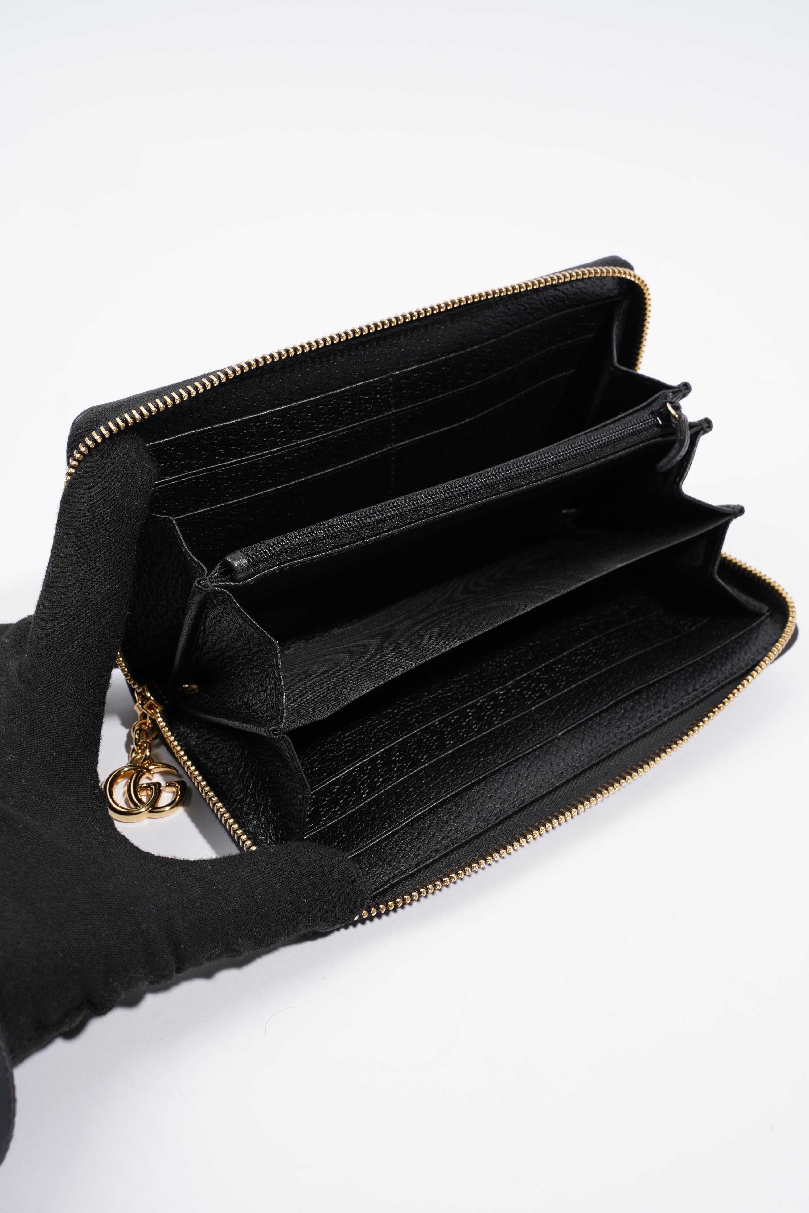 Gucci Ophidia Web Wallet Black / Red / Green Grained Leather