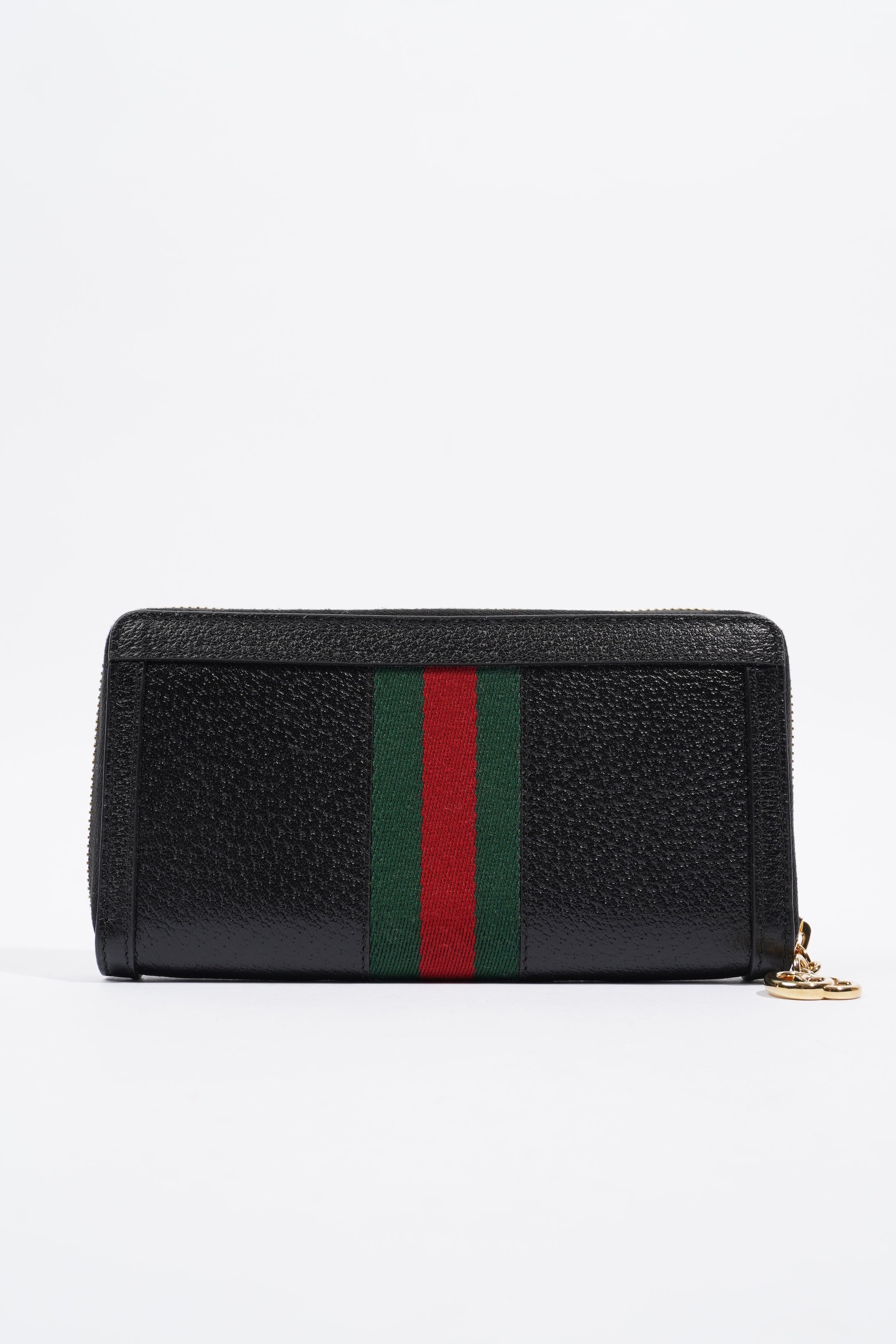 Gucci Ophidia Web Wallet Black / Red / Green Grained Leather