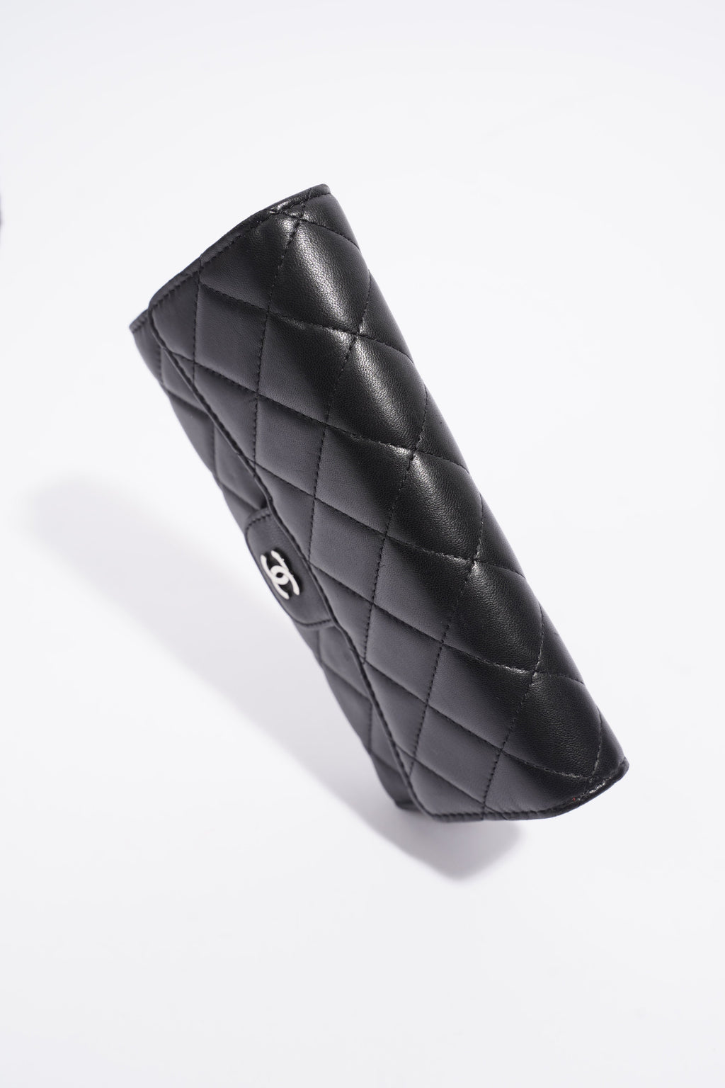 Chanel Classic Flap Wallet Black / Burgundy Lambskin Leather