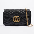 Gucci Marmont Flap Black Matelasse Leather Super Mini
