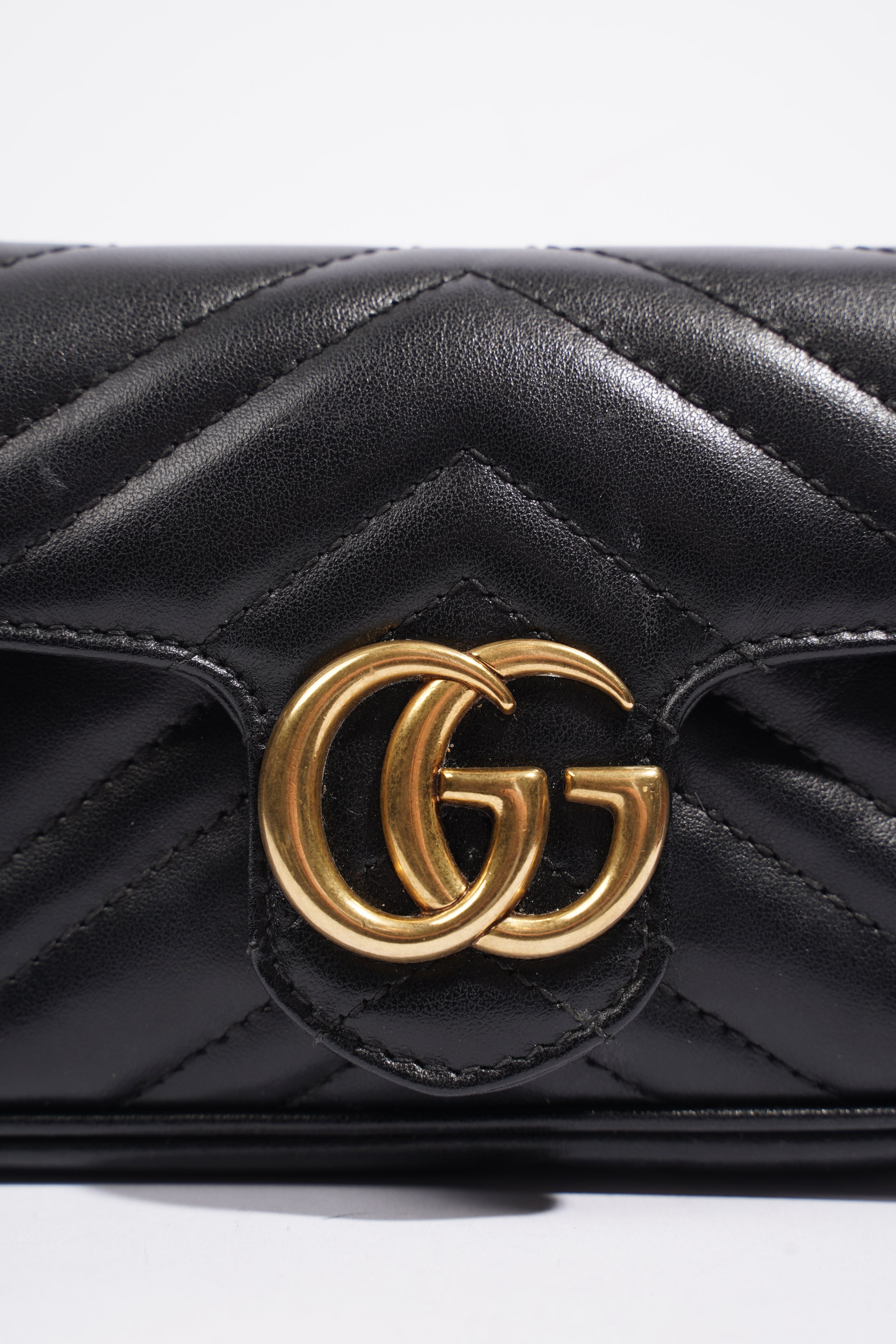 Gucci Marmont Flap Black Matelasse Leather Super Mini