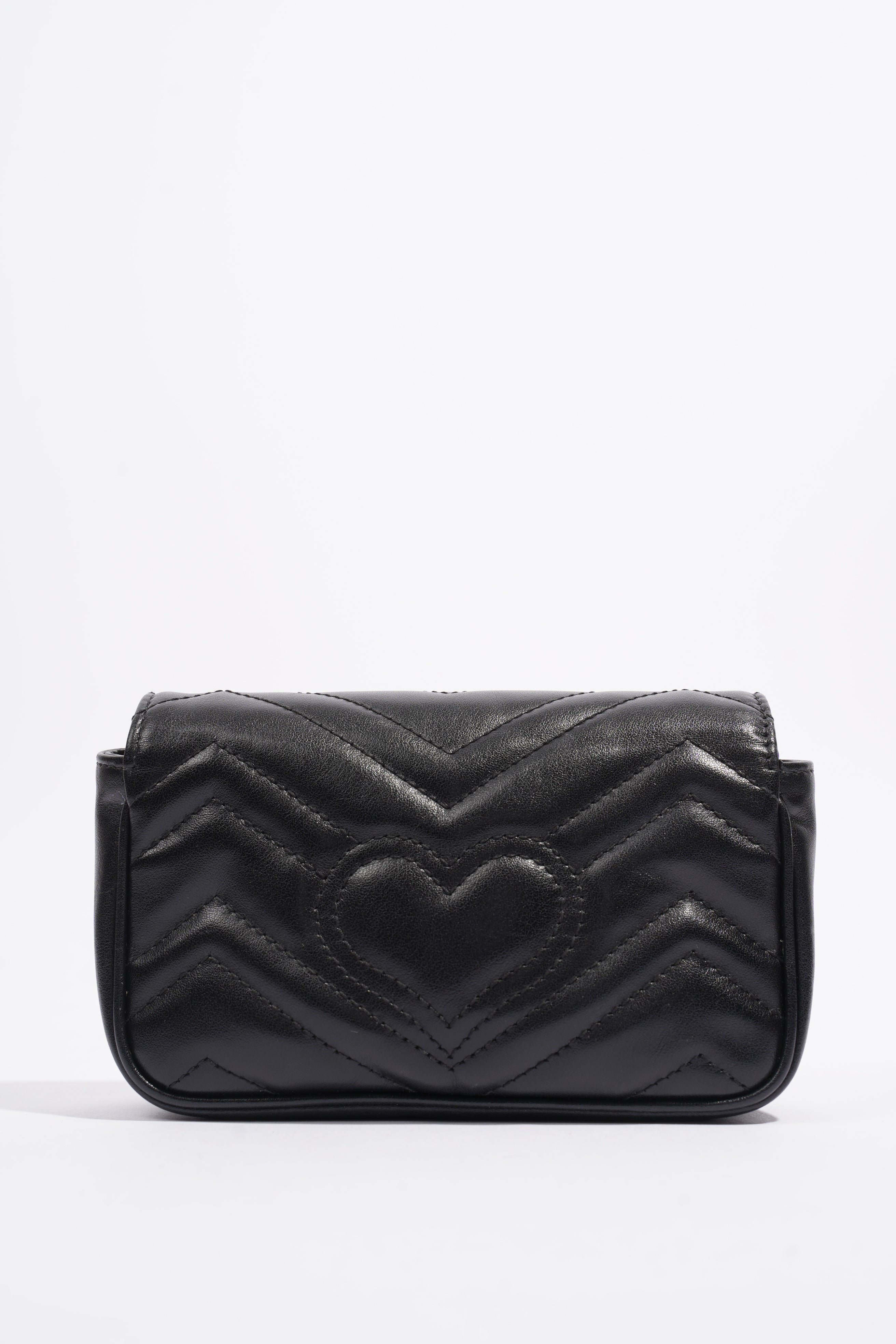 Gucci Marmont Flap Black Matelasse Leather Super Mini