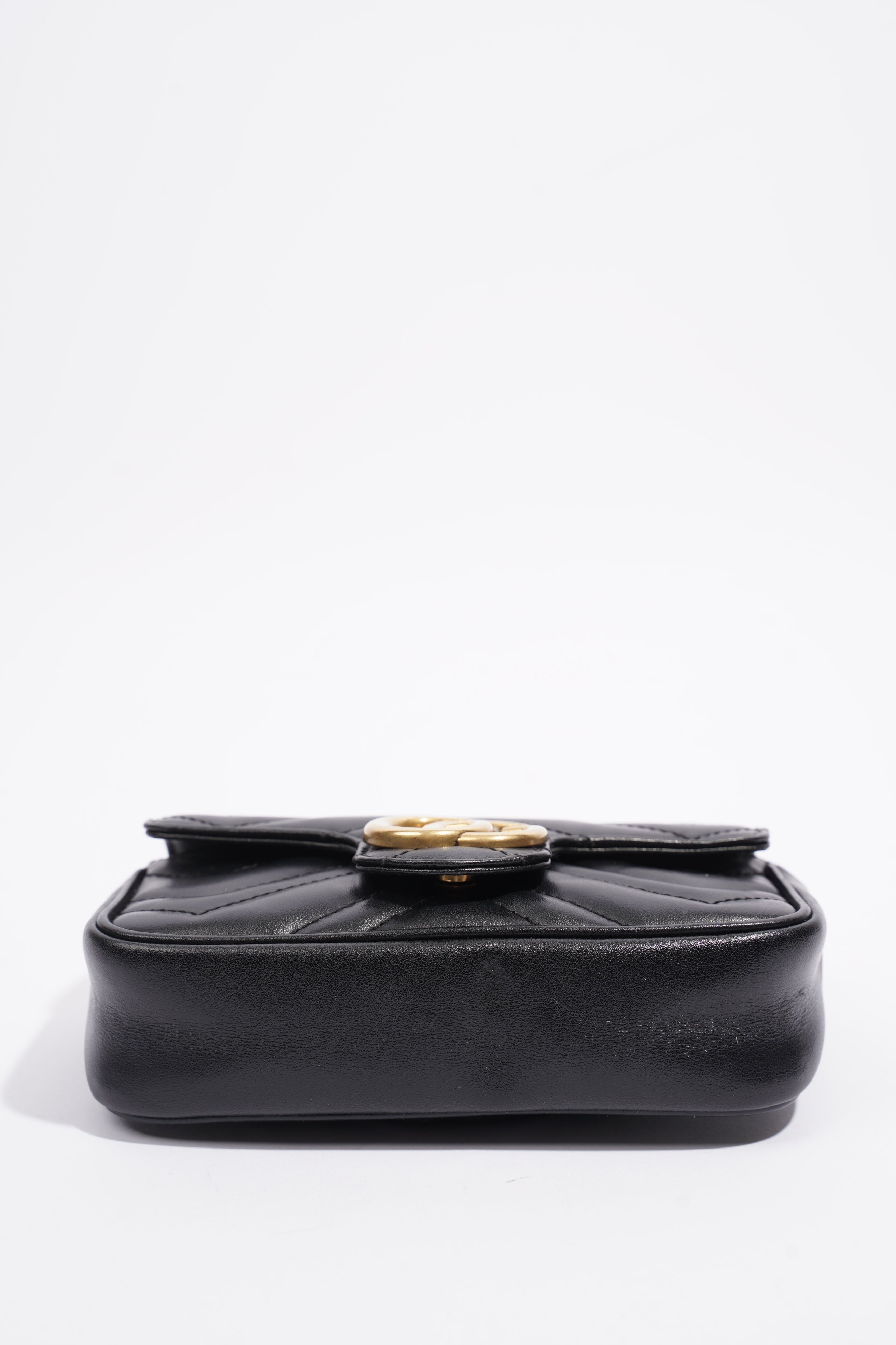 Gucci Marmont Flap Black Matelasse Leather Super Mini