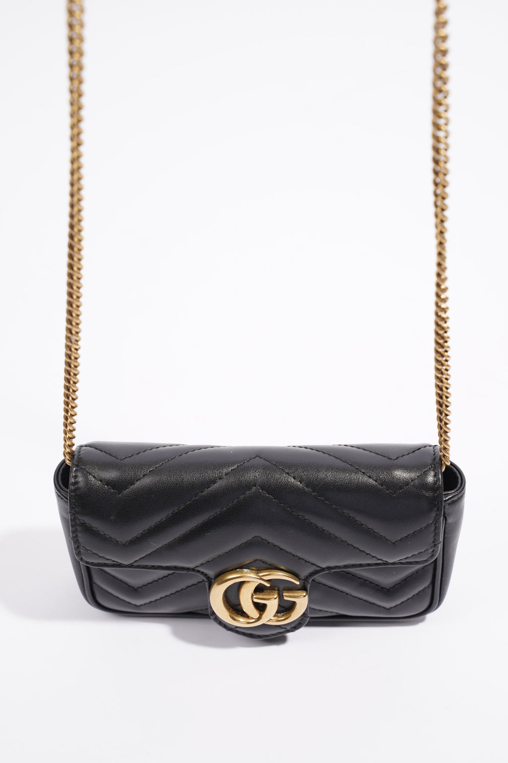 Gucci Marmont Flap Black Matelasse Leather Super Mini