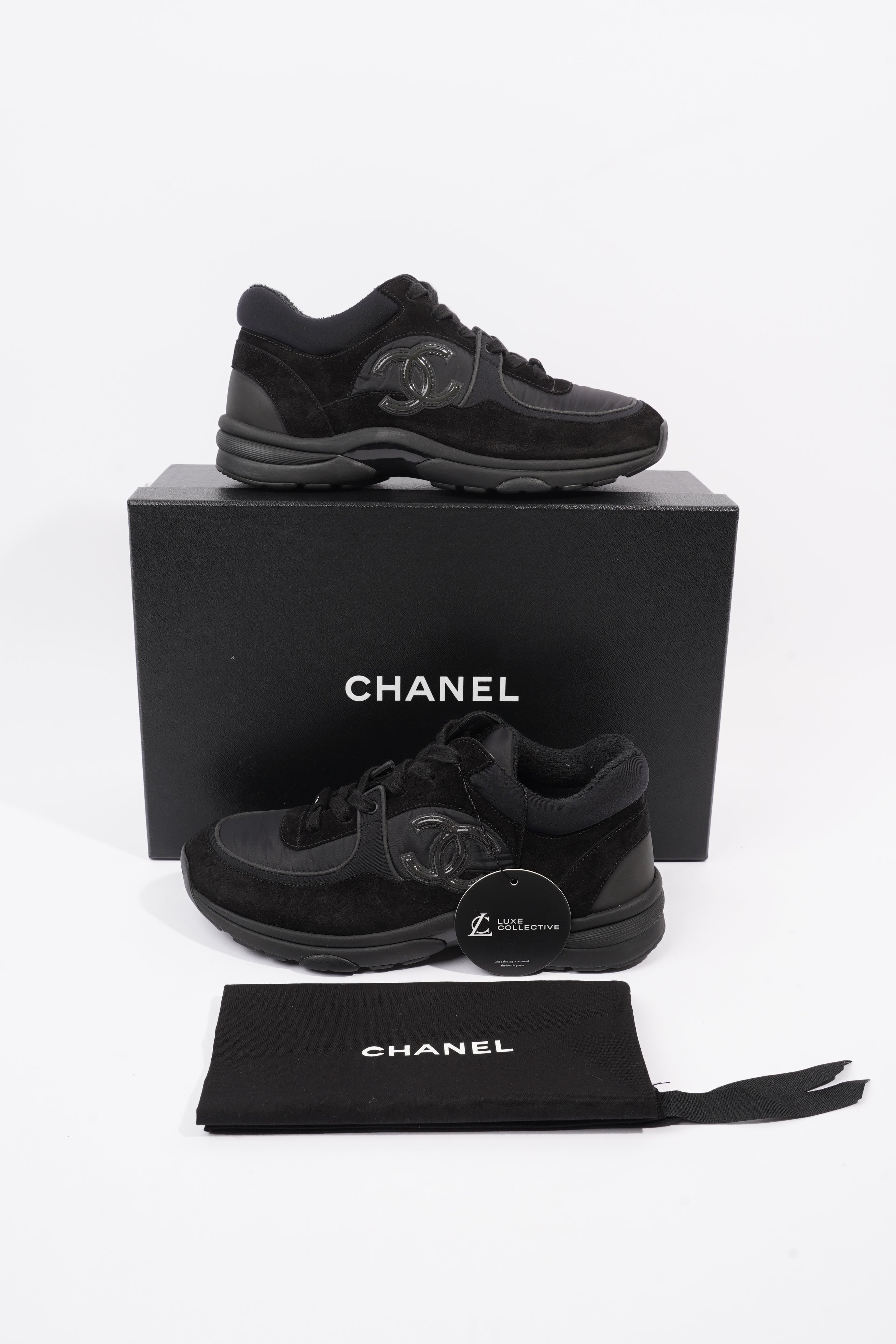Chanel CC Logo Black Suede EU 38 UK 5