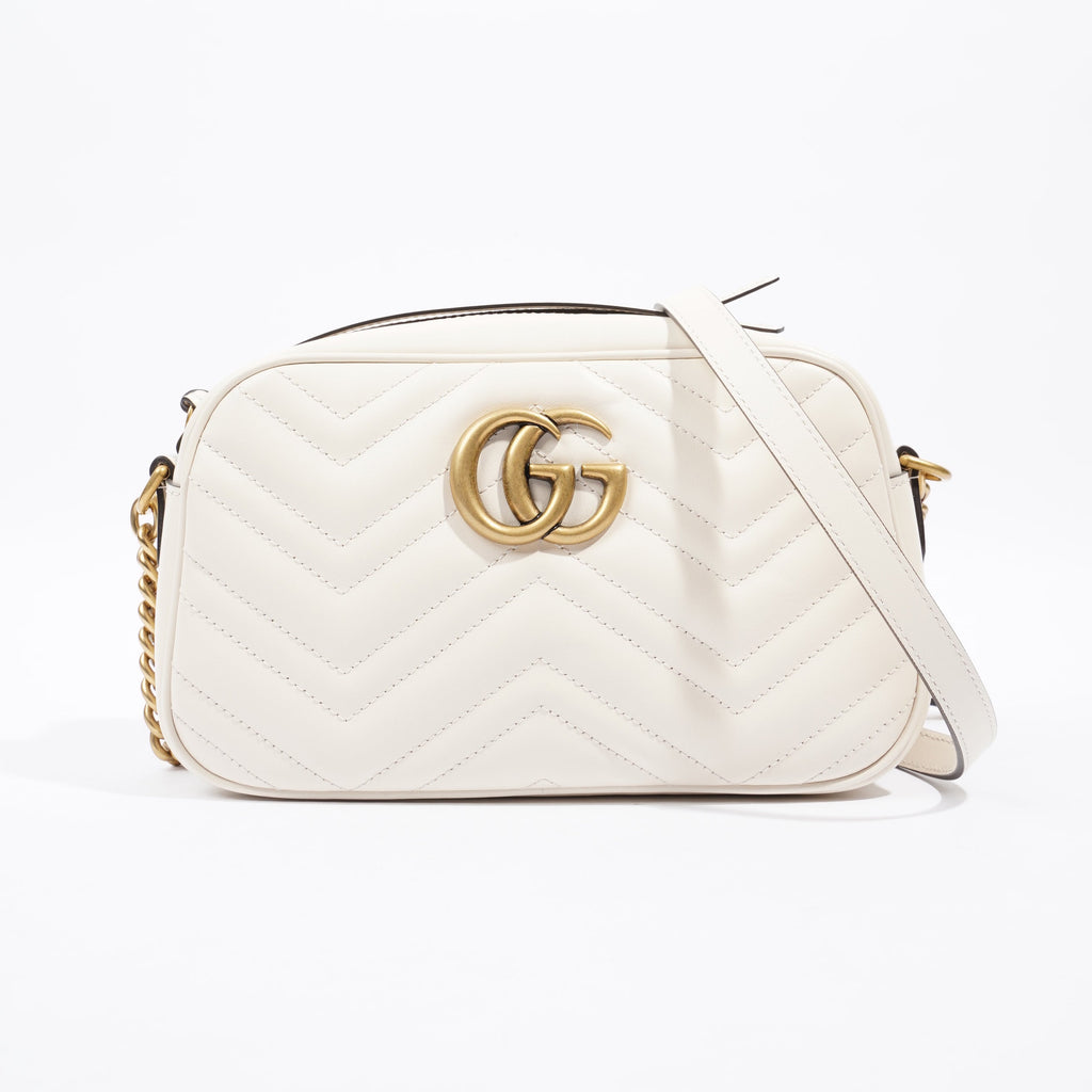 Gucci Marmont Zip White Matelasse Leather Small