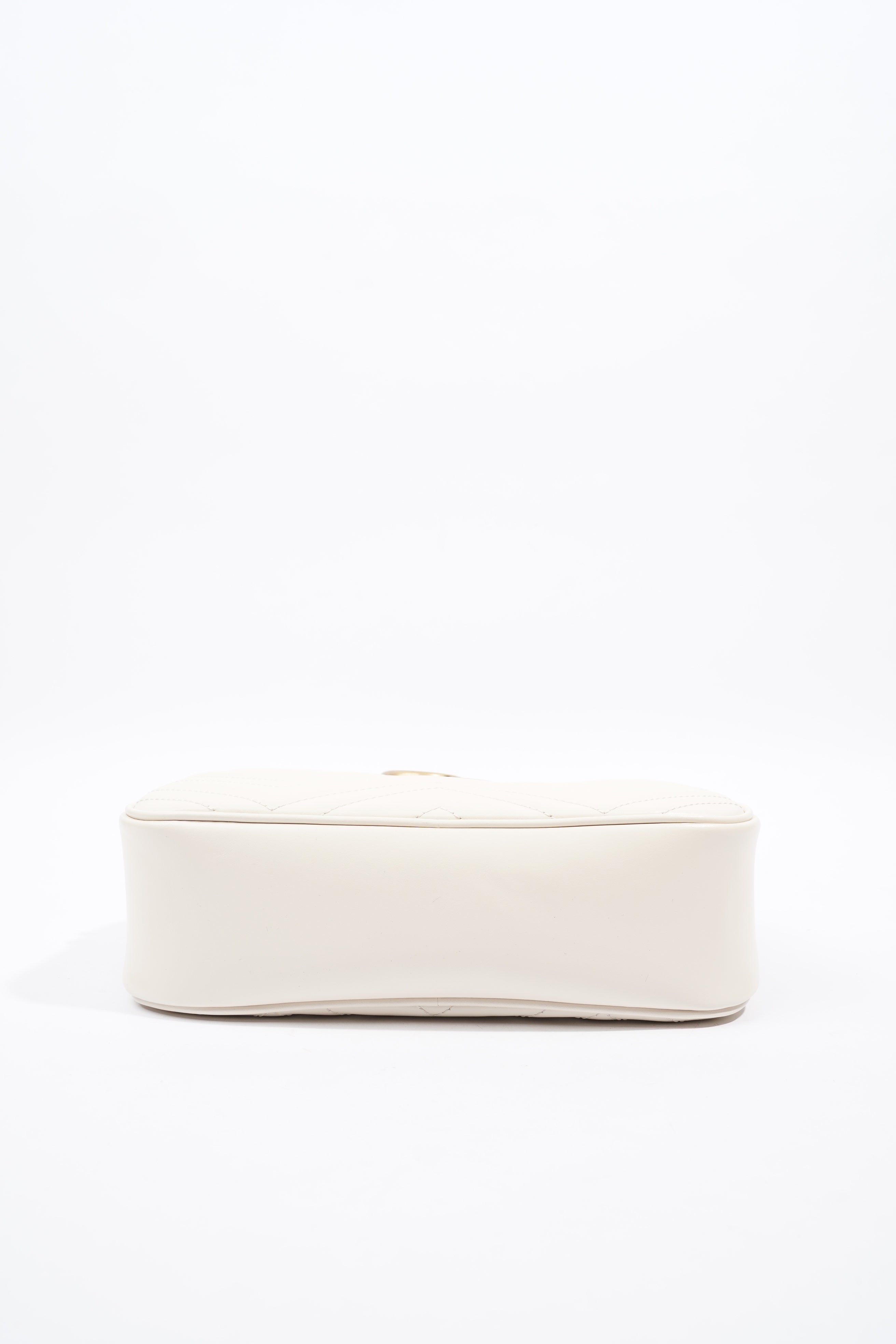 Gucci Marmont Zip White Matelasse Leather Small
