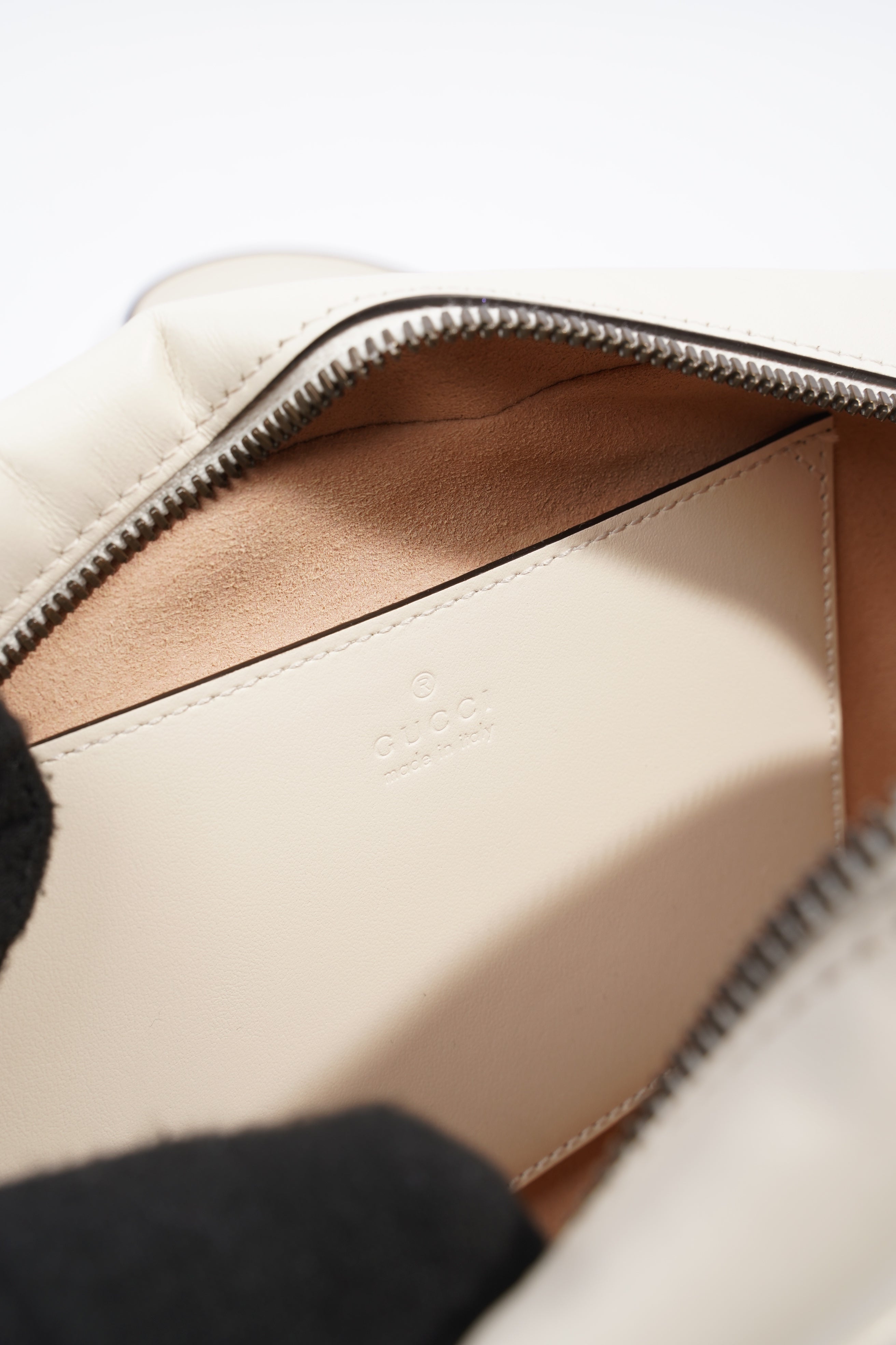 Gucci Marmont Zip White Matelasse Leather Small