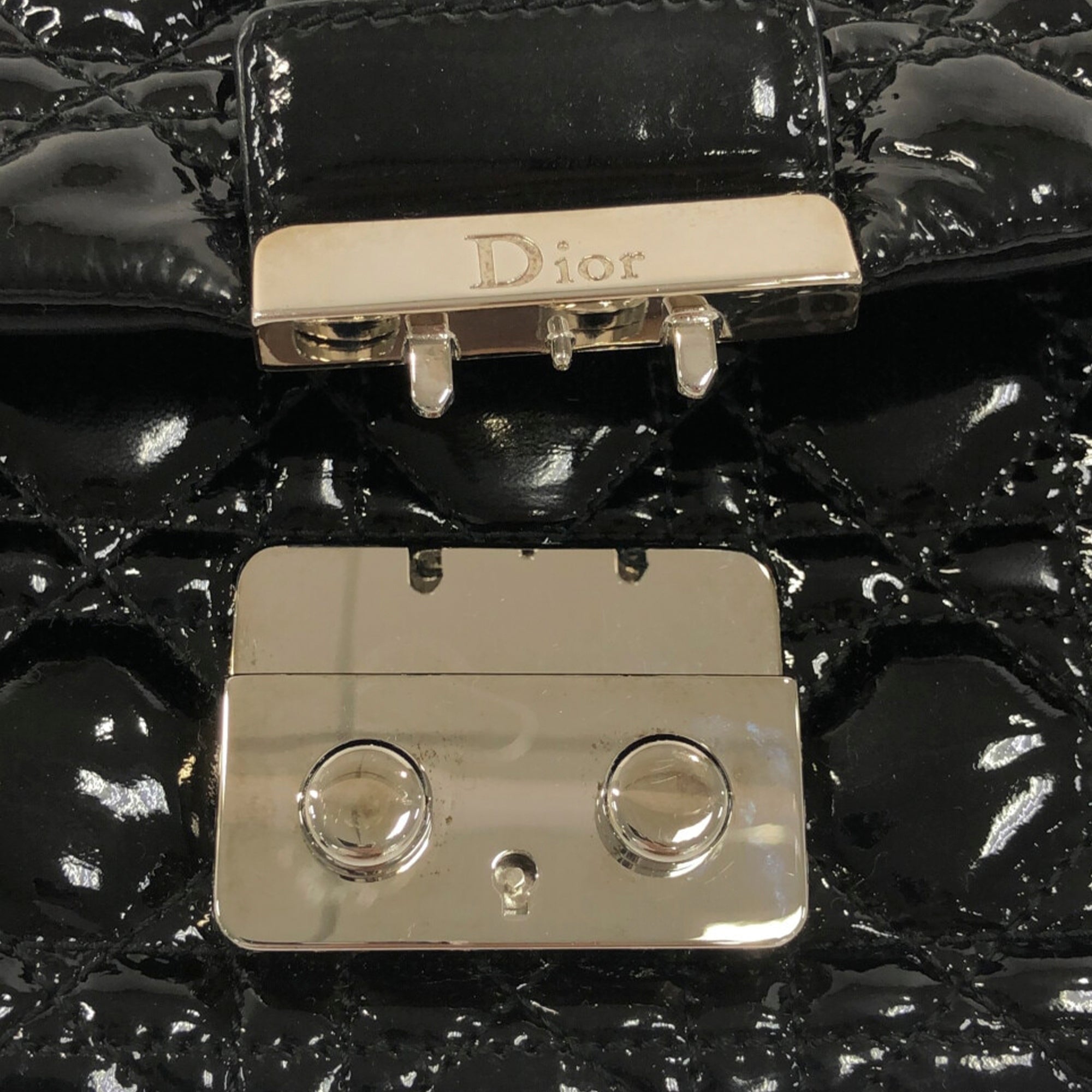 DIOR Cannage New Lock Patent Leather Flap Bag