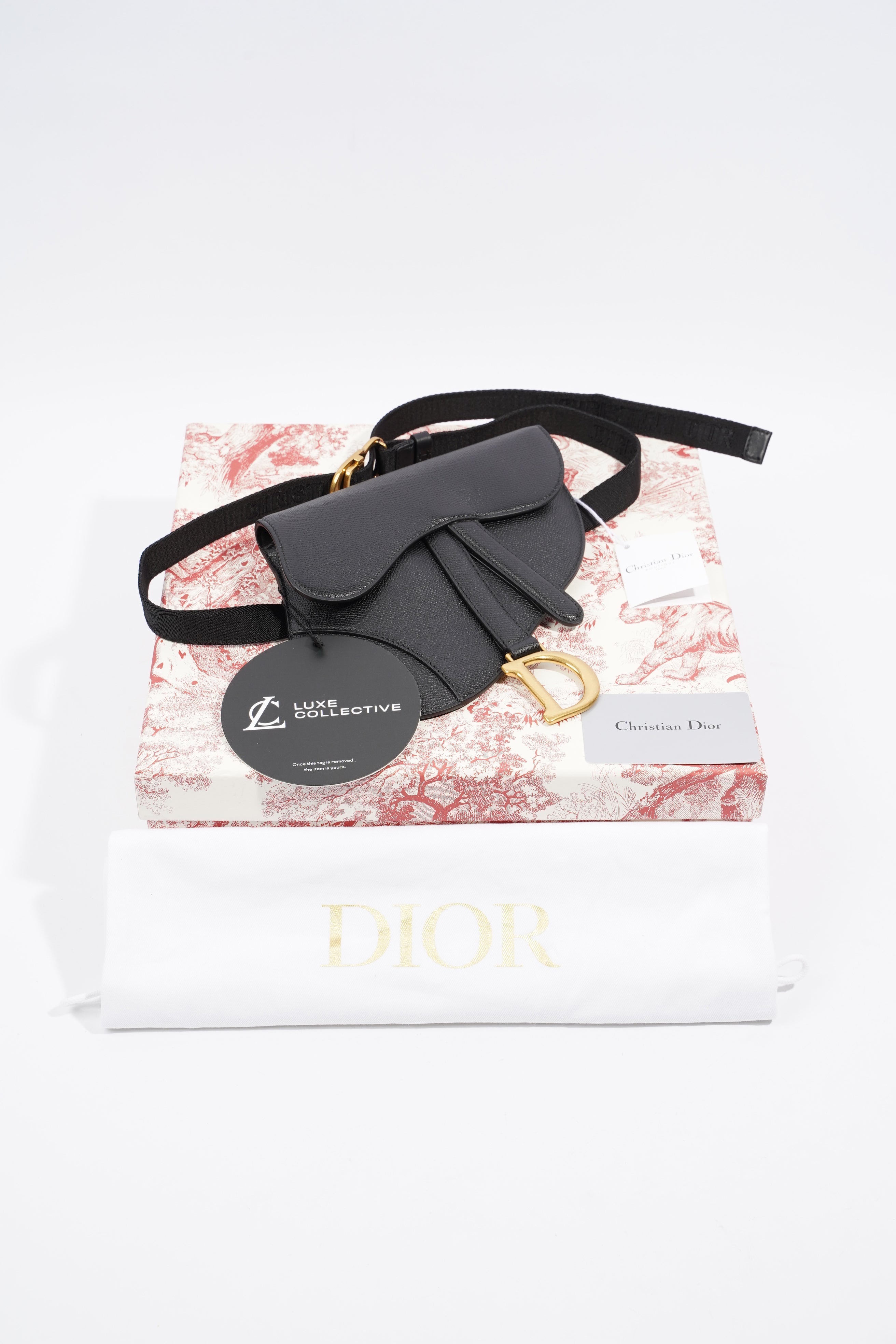 Christian Dior Saddle Belt Bag Black Leather
