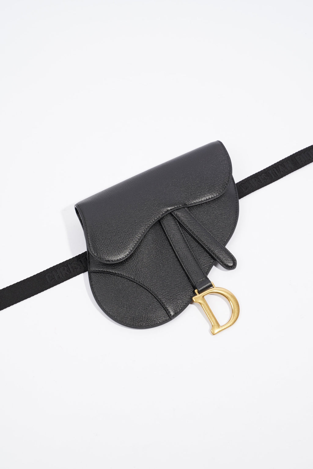 Christian Dior Saddle Belt Bag Black Leather