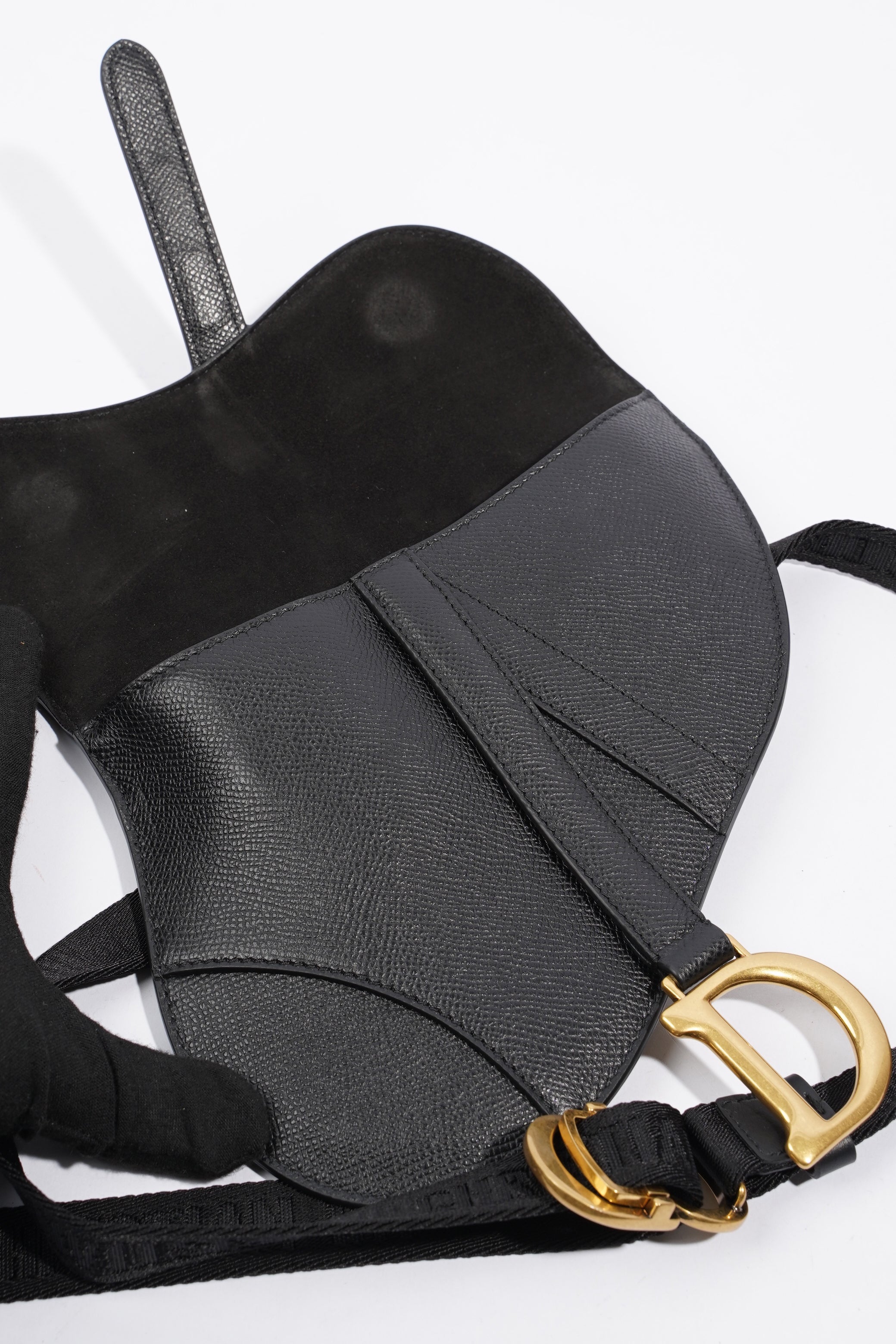 Christian Dior Saddle Belt Bag Black Leather