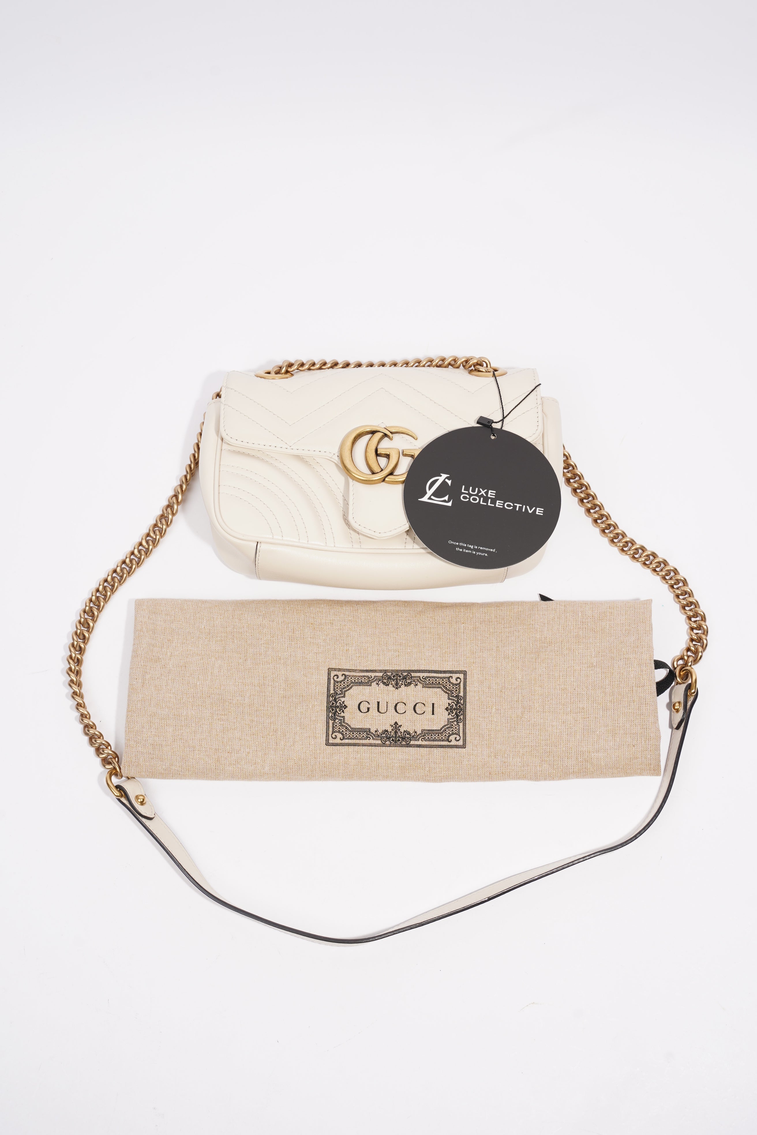 Gucci Marmont Flap White Matelasse Leather Mini