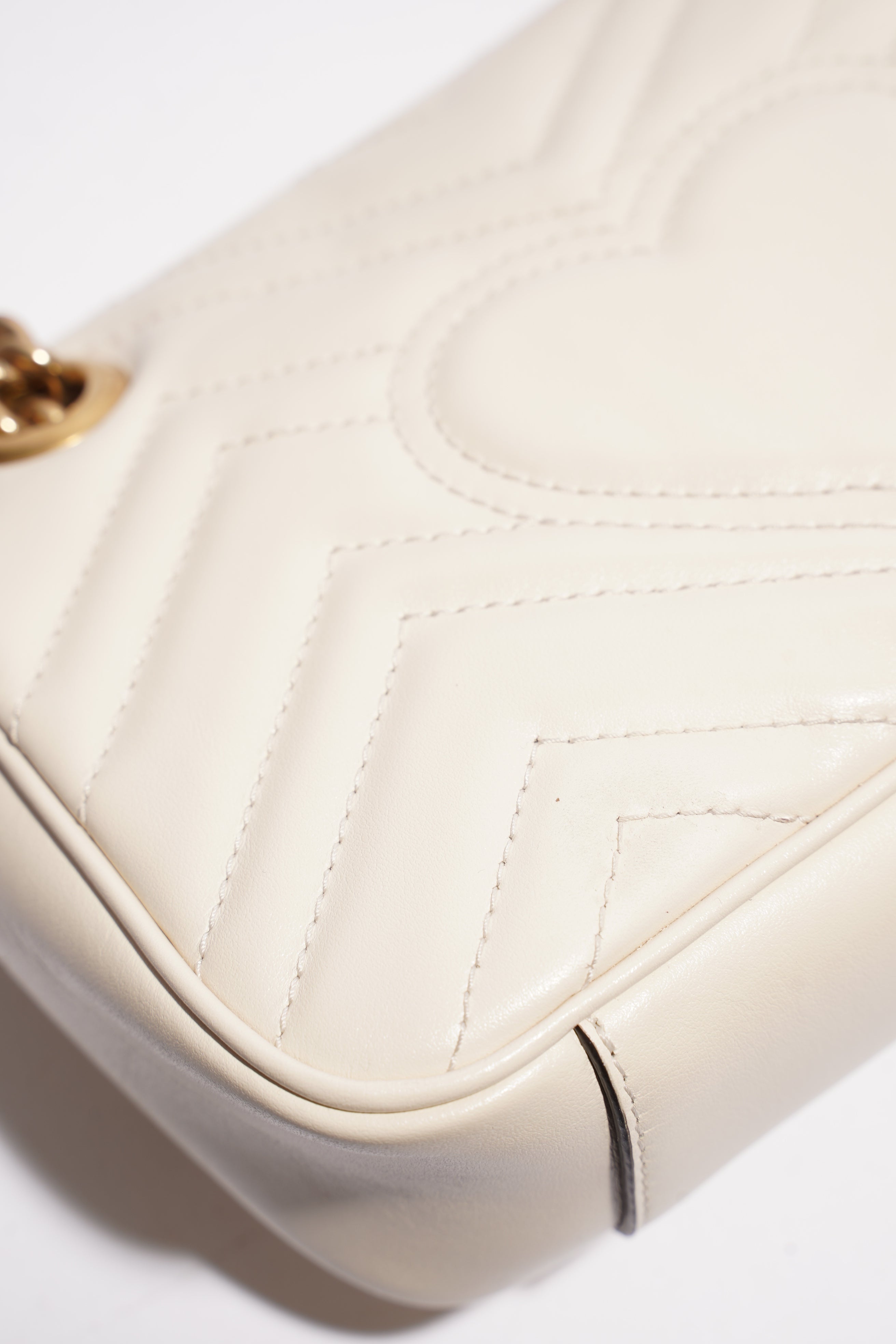 Gucci Marmont Flap White Matelasse Leather Mini