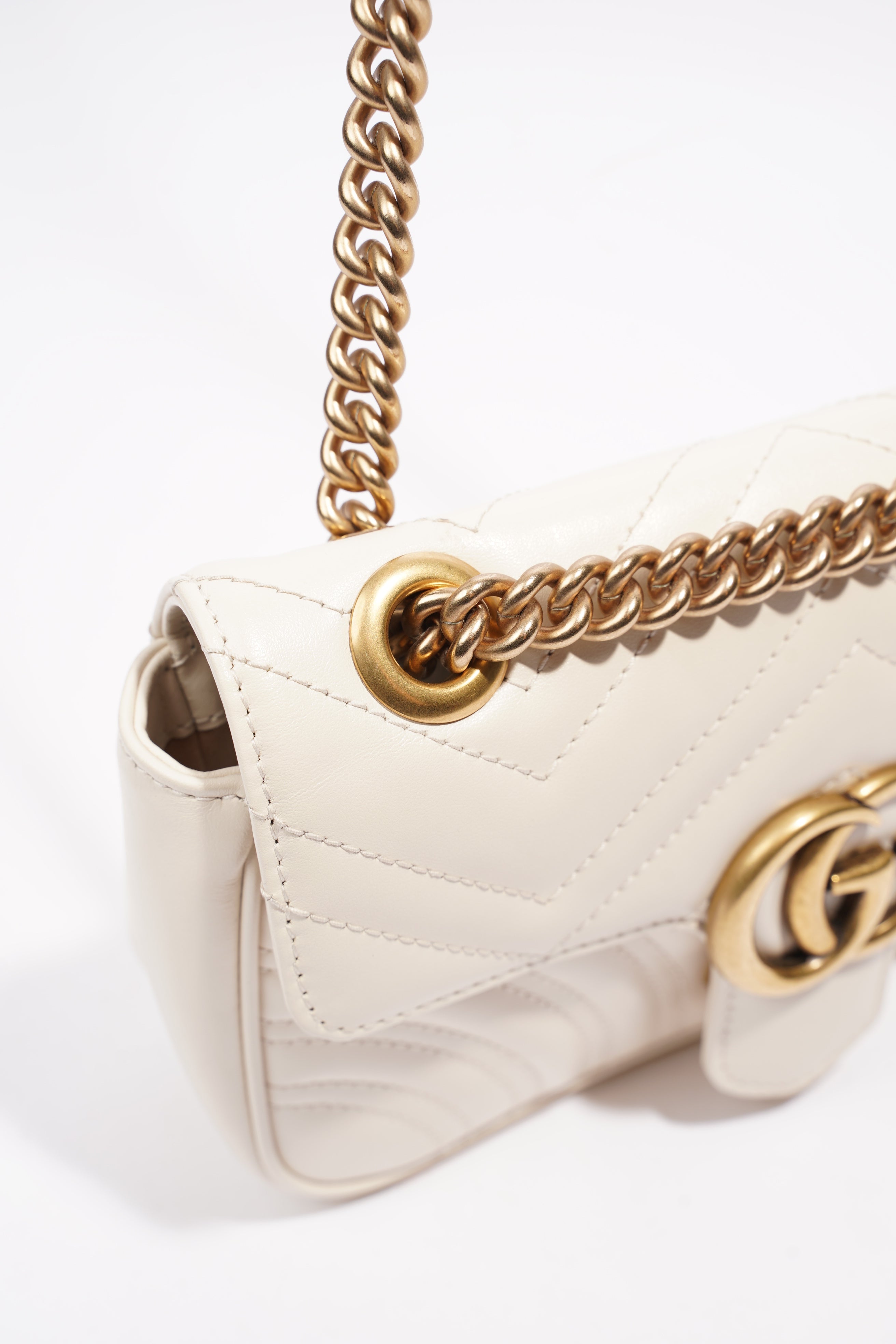 Gucci Marmont Flap White Matelasse Leather Mini