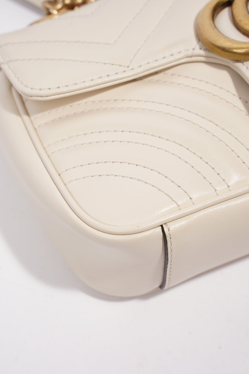 Gucci Marmont Flap White Matelasse Leather Mini