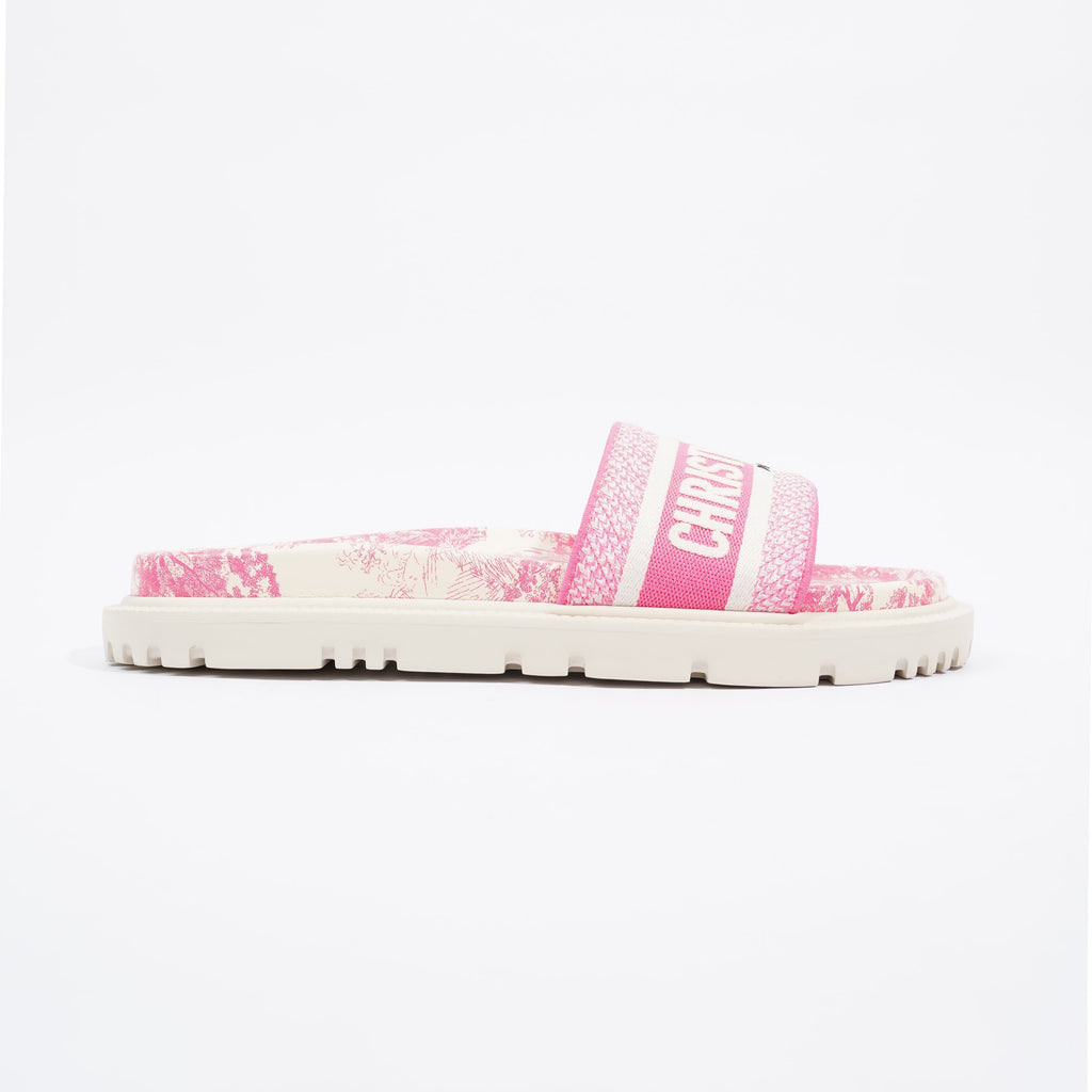 Christian Dior Dway Slide Pink / White Canvas EU 41 UK 8