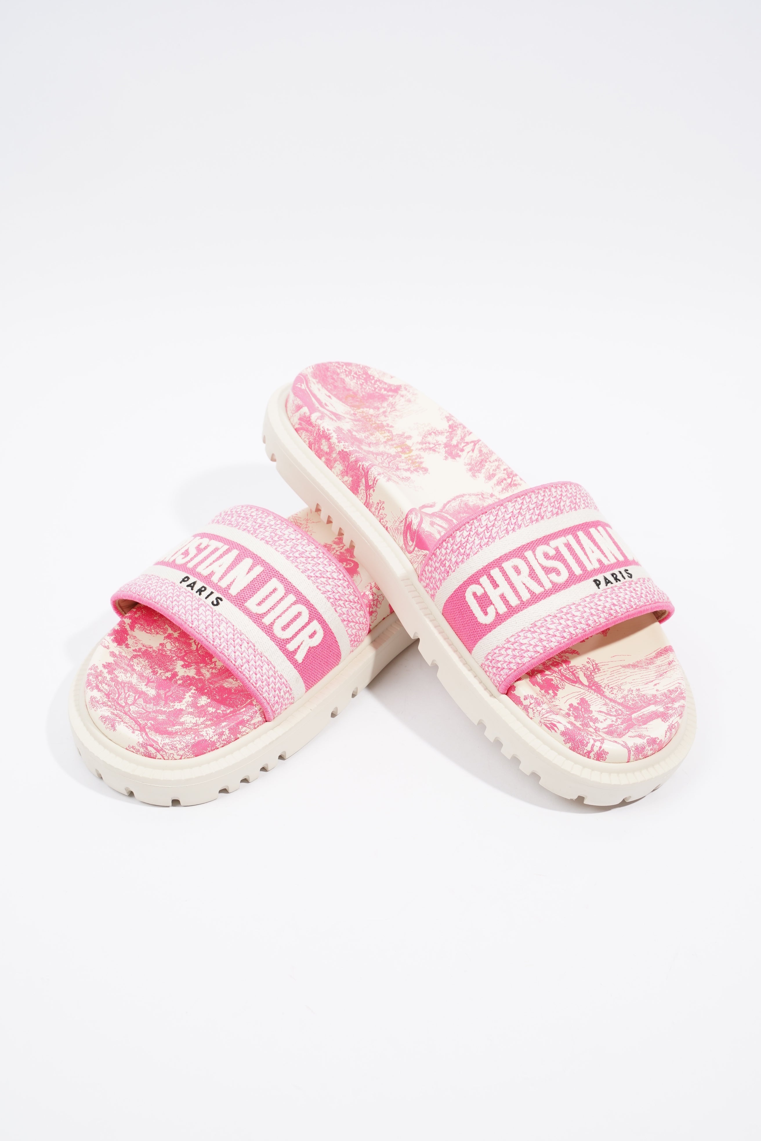 Christian Dior Dway Slide Pink / White Canvas EU 41 UK 8