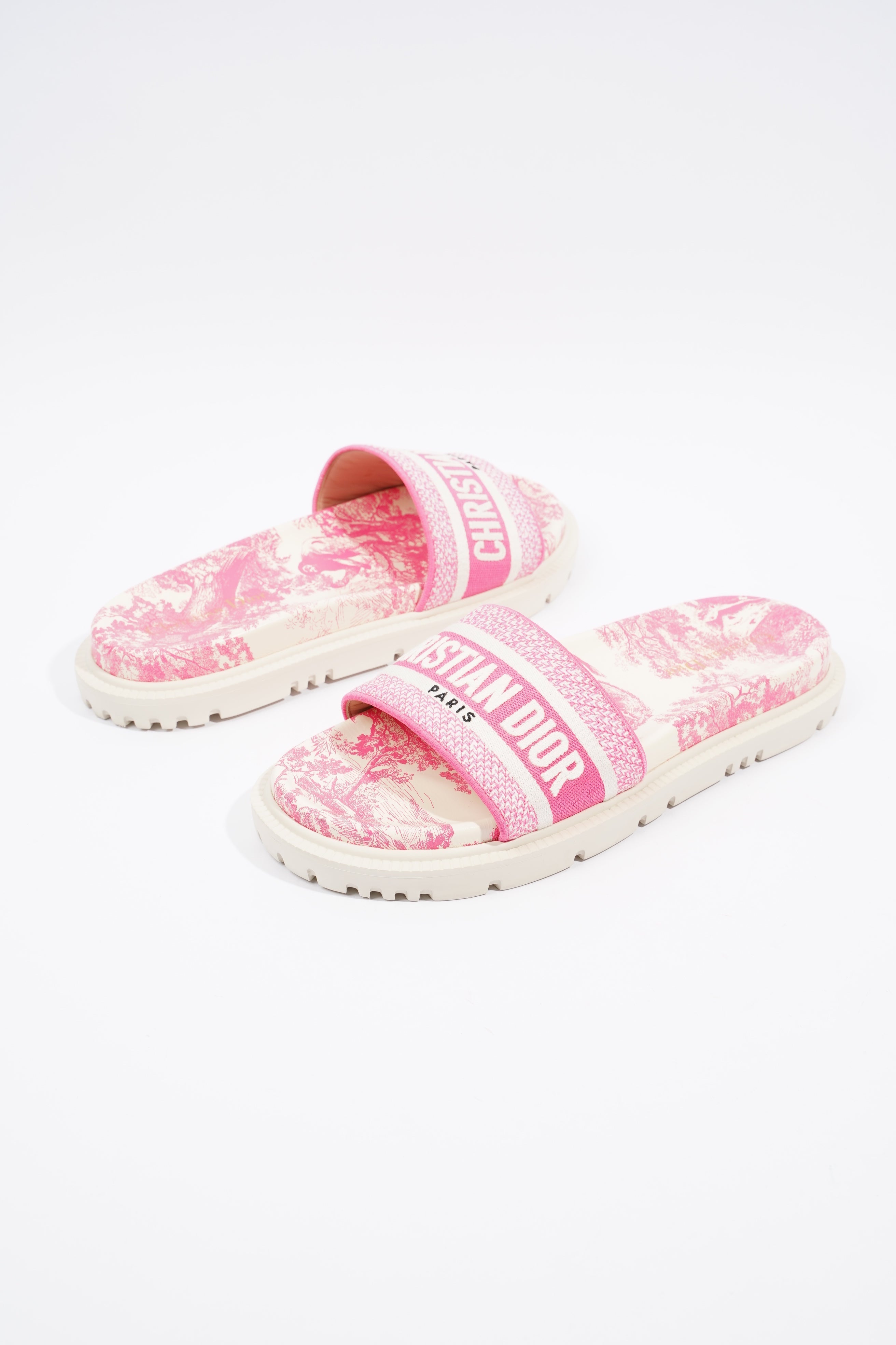 Christian Dior Dway Slide Pink / White Canvas EU 41 UK 8