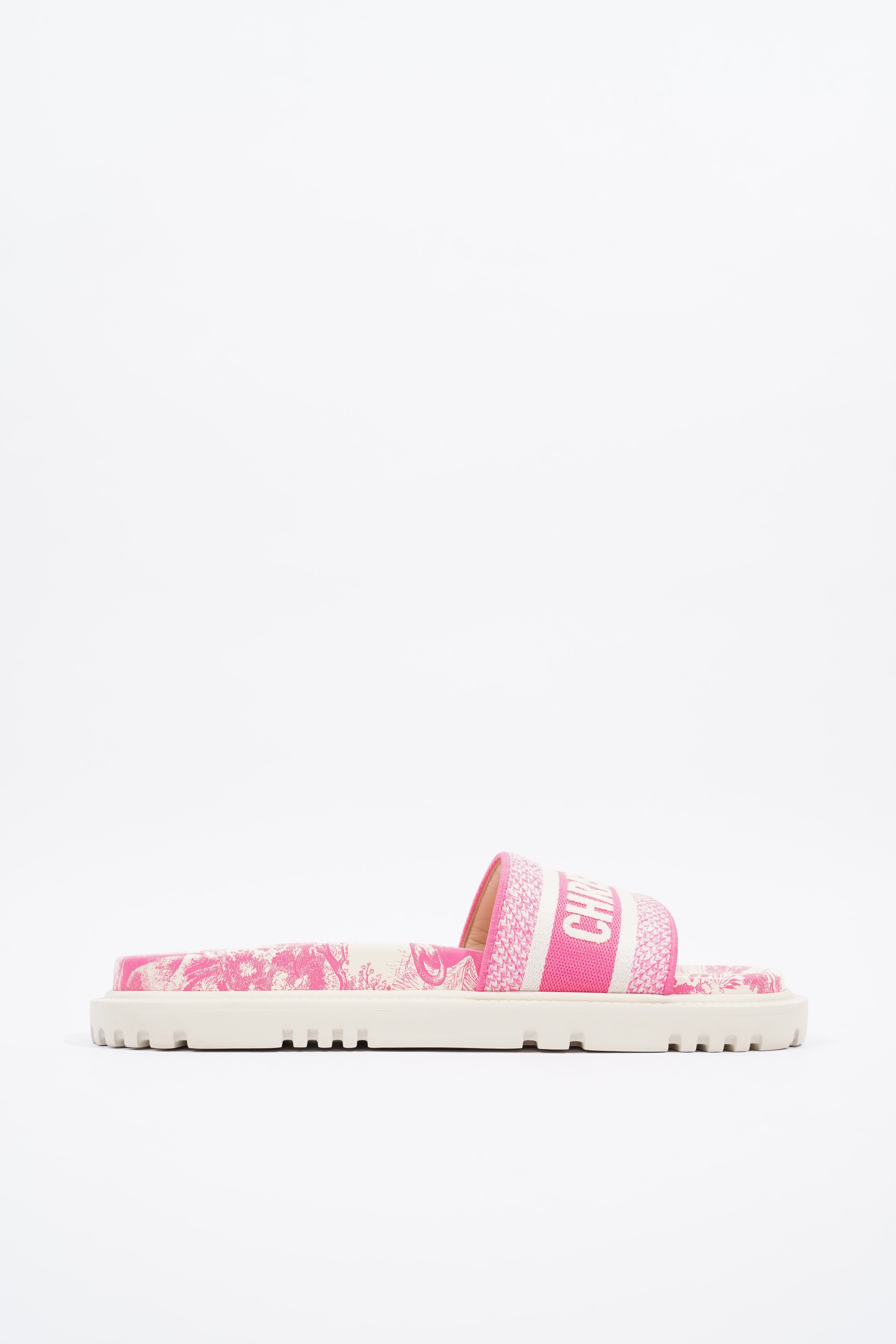 Christian Dior Dway Slide Pink / White Canvas EU 41 UK 8