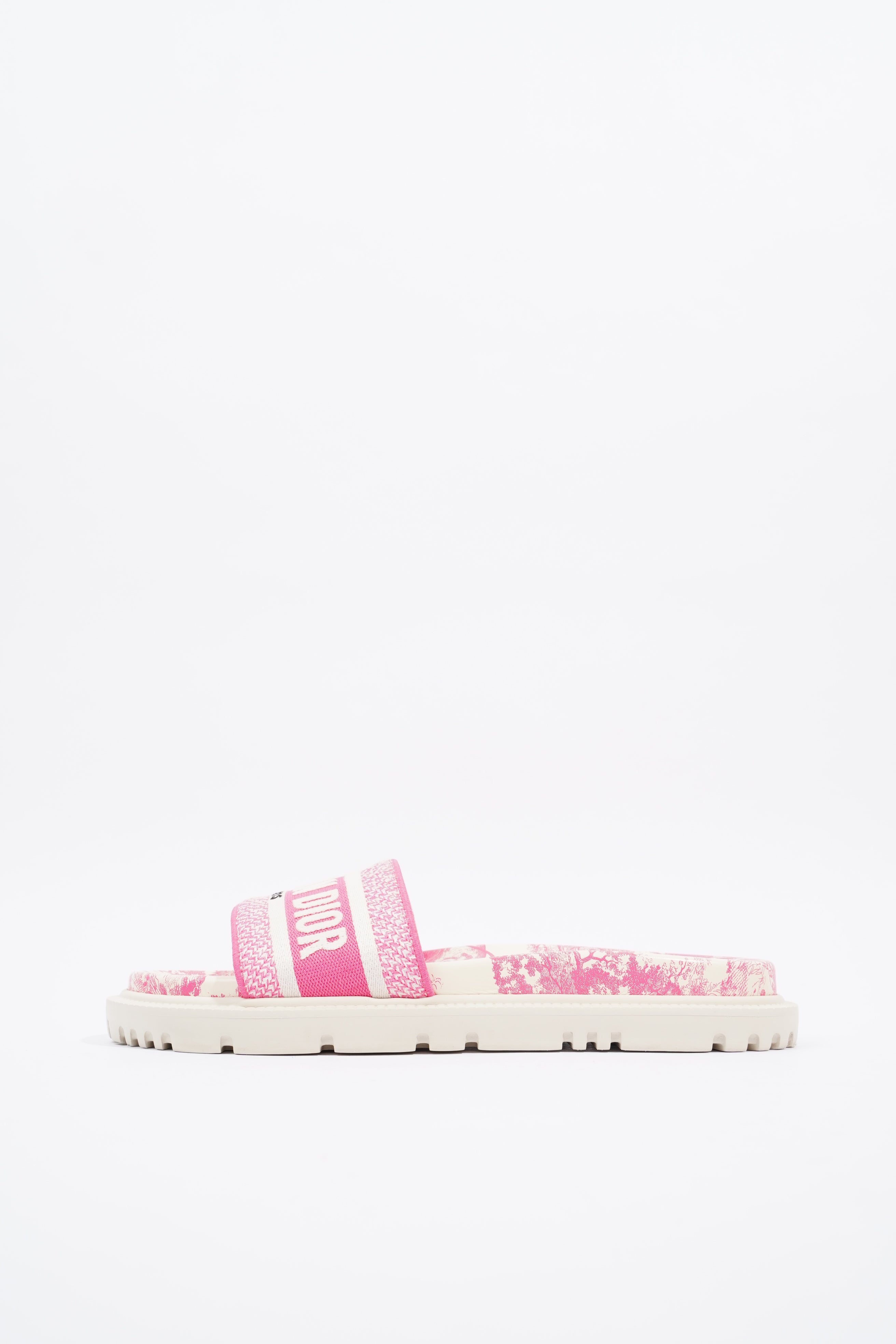 Christian Dior Dway Slide Pink / White Canvas EU 41 UK 8