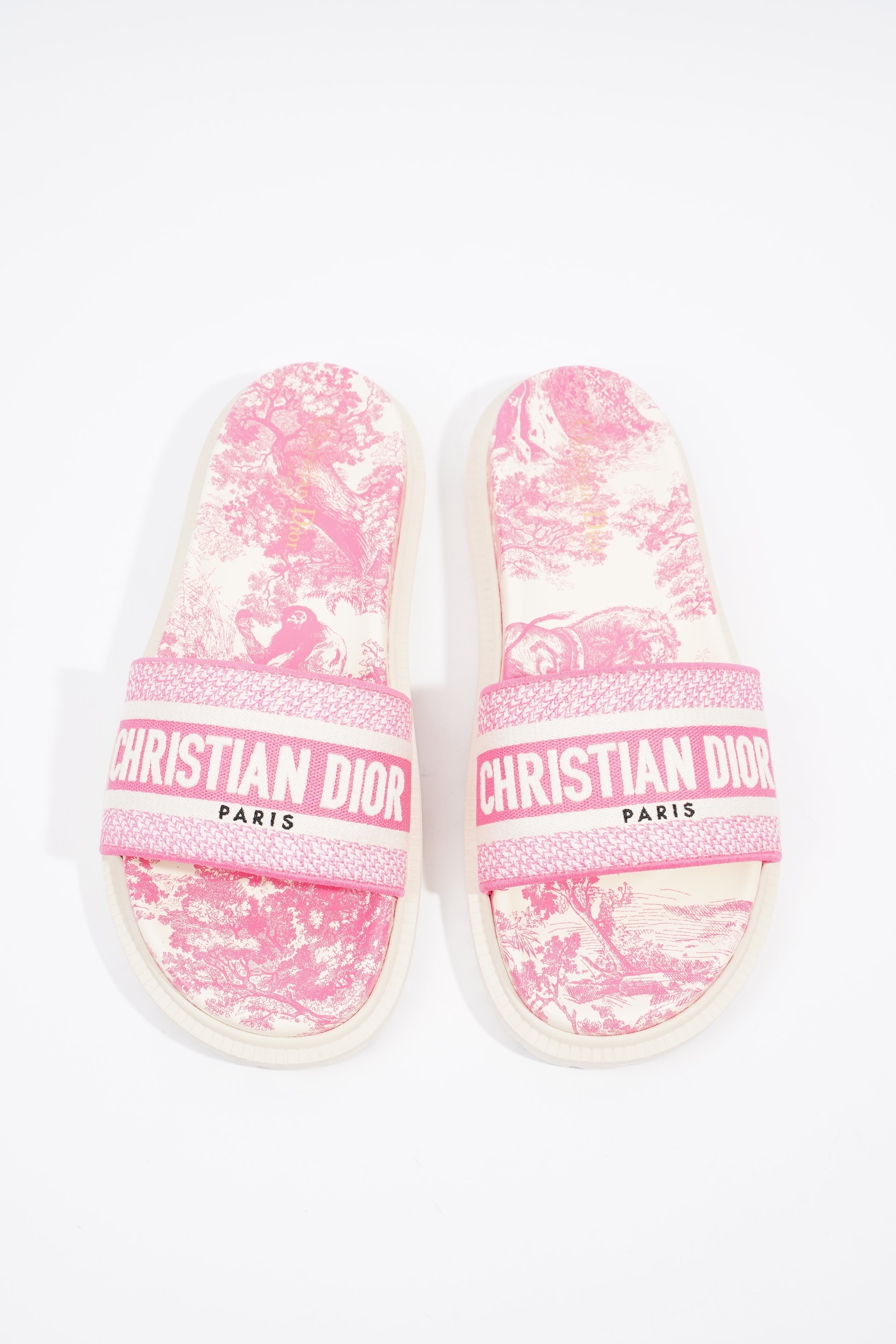 Christian Dior Dway Slide Pink / White Canvas EU 41 UK 8