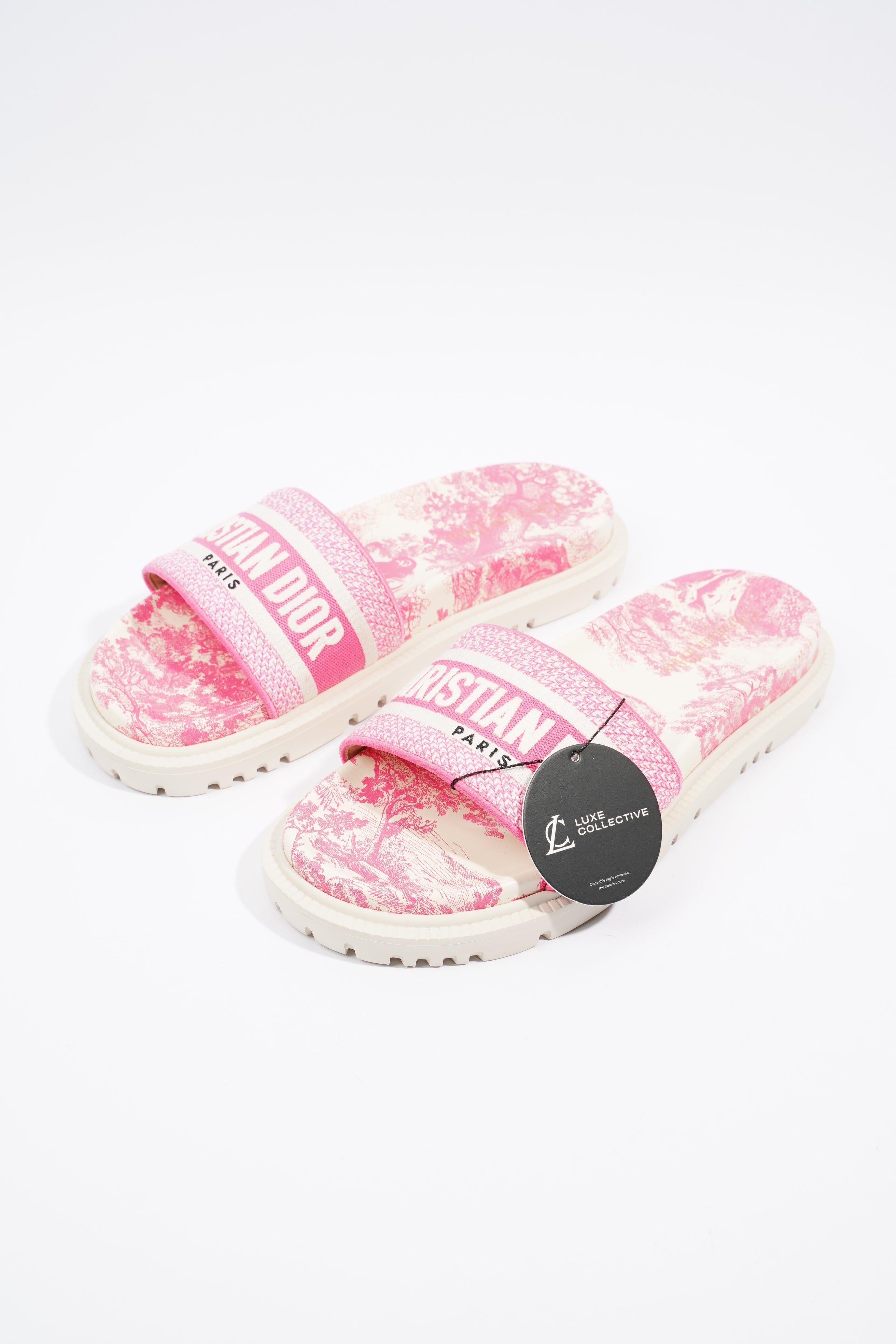 Christian Dior Dway Slide Pink / White Canvas EU 41 UK 8