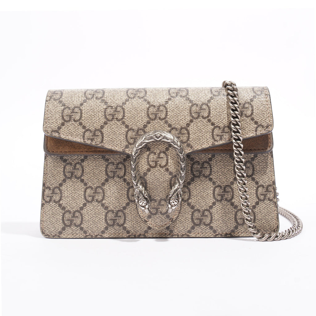 Gucci Dionysus Super Mini Chain Beige And Ebony GG Supreme Coated Canvas