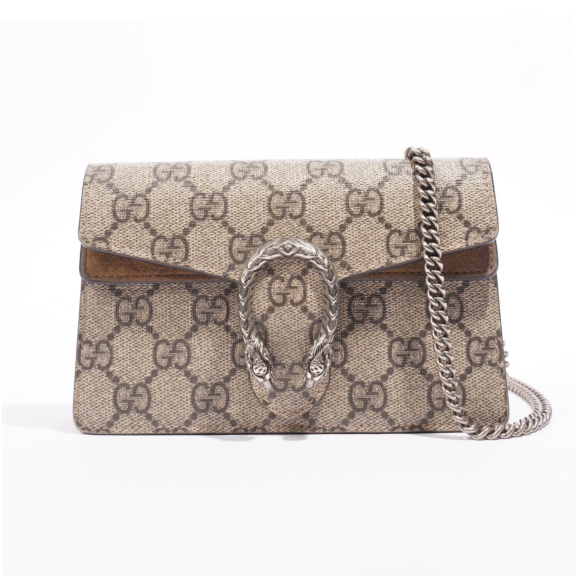 Gucci Dionysus Super Mini Chain Beige And Ebony GG Supreme Coated Canvas