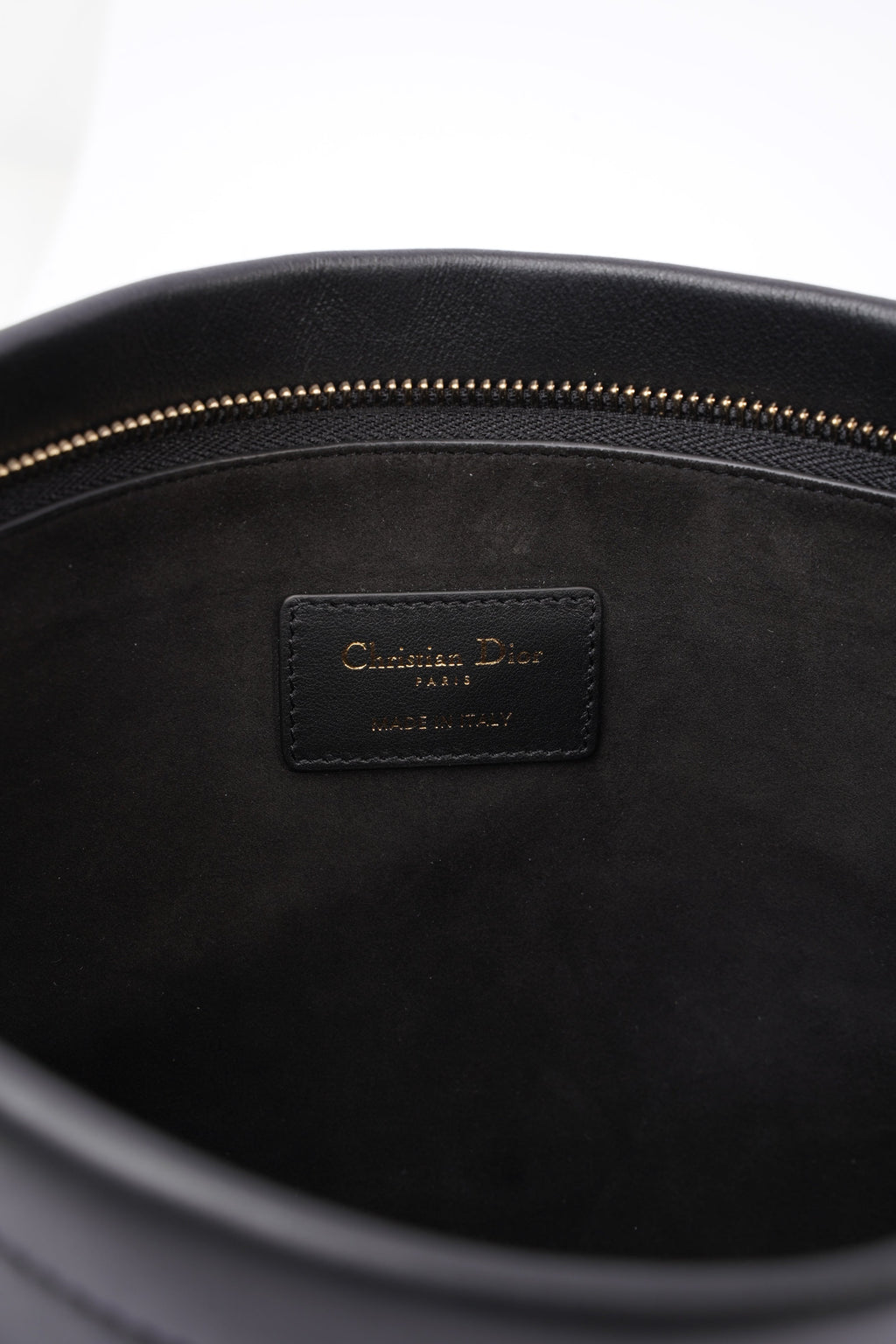 Christian Dior Stripe Pouch Black Leather