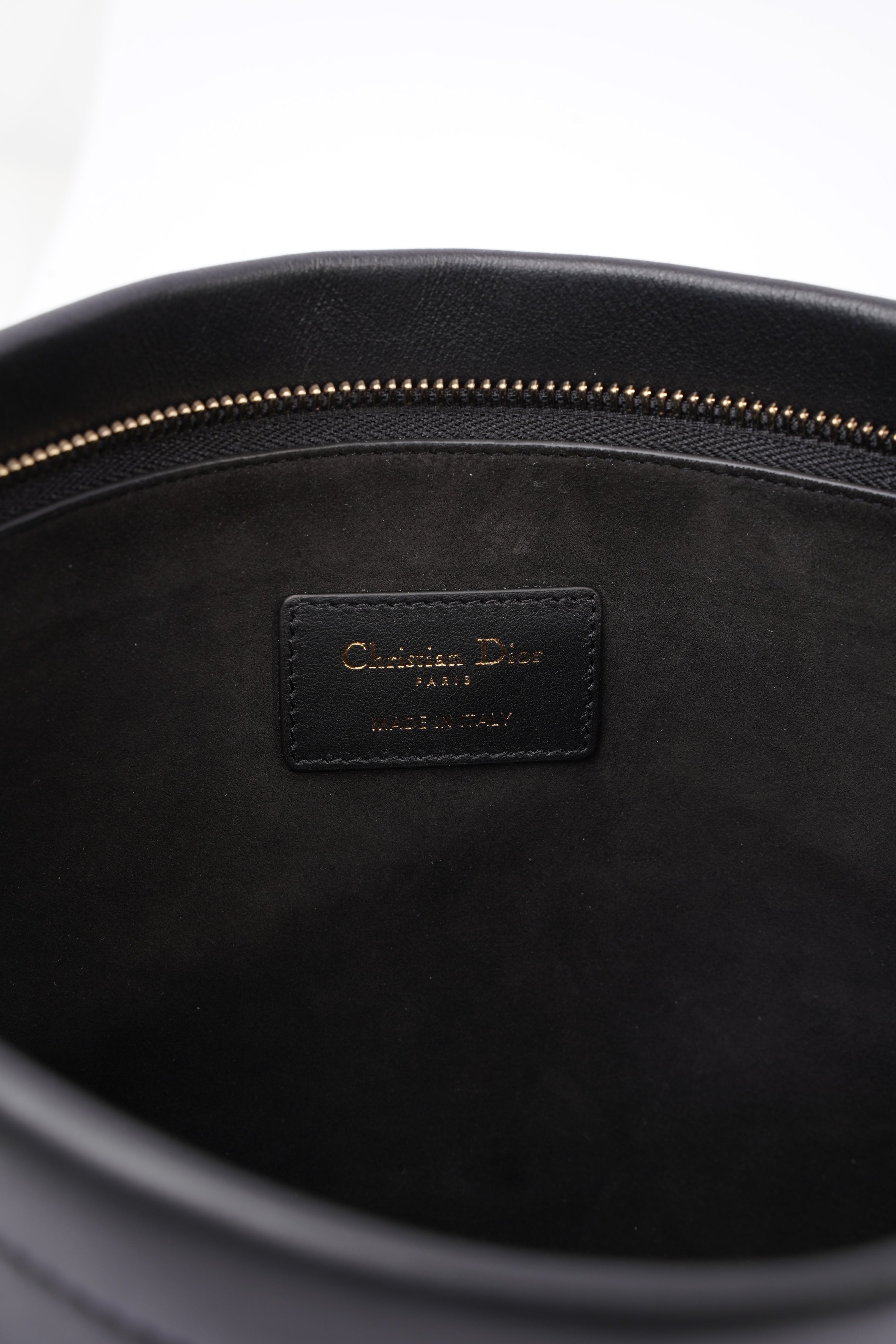 Christian Dior Stripe Pouch Black Leather