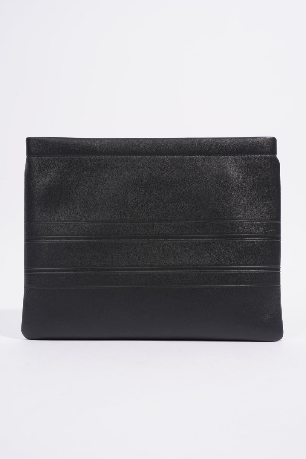 Christian Dior Stripe Pouch Black Leather