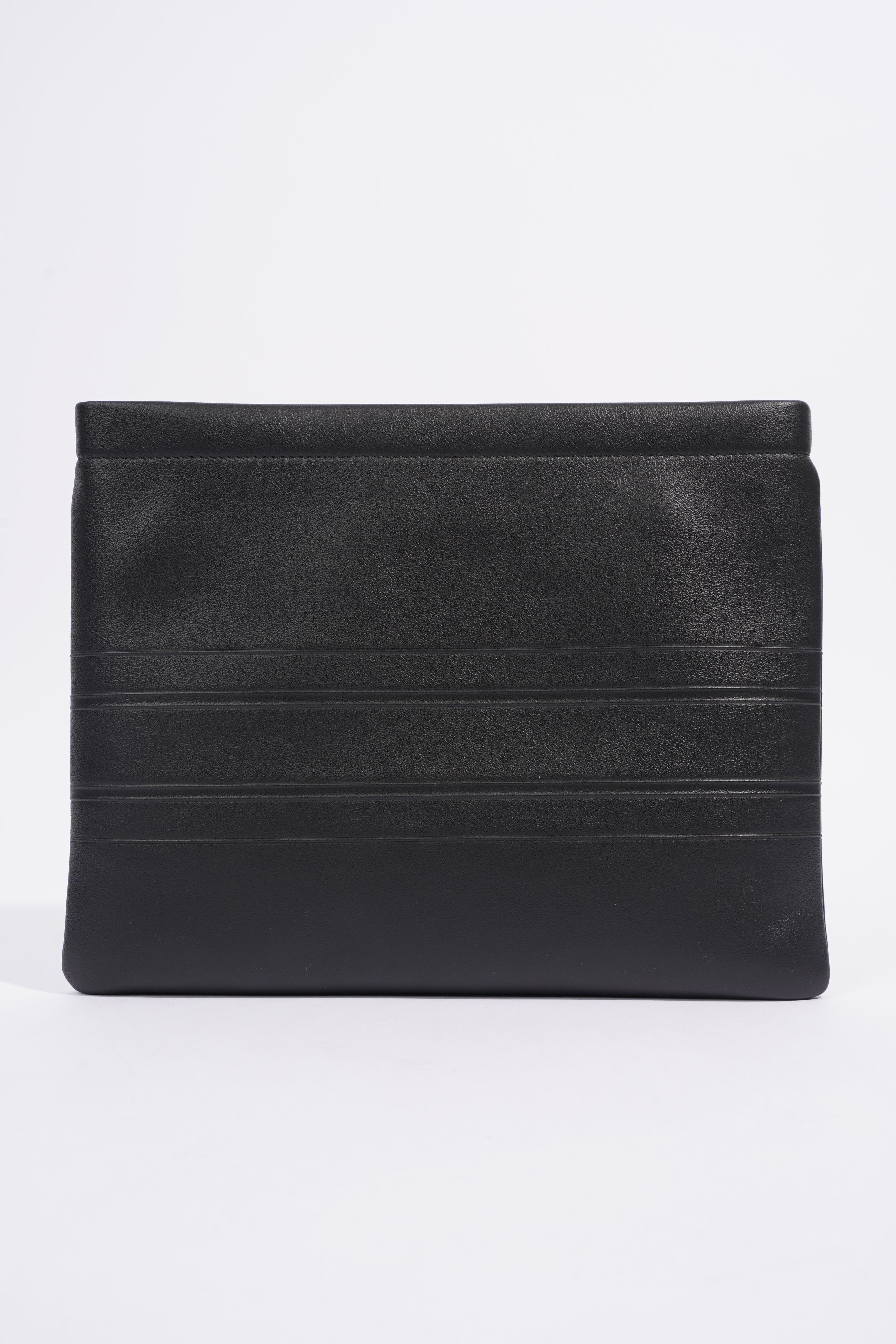 Christian Dior Stripe Pouch Black Leather