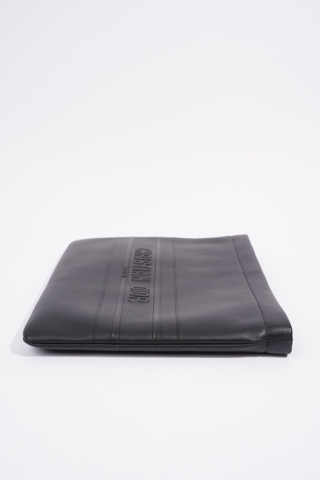 Christian Dior Stripe Pouch Black Leather
