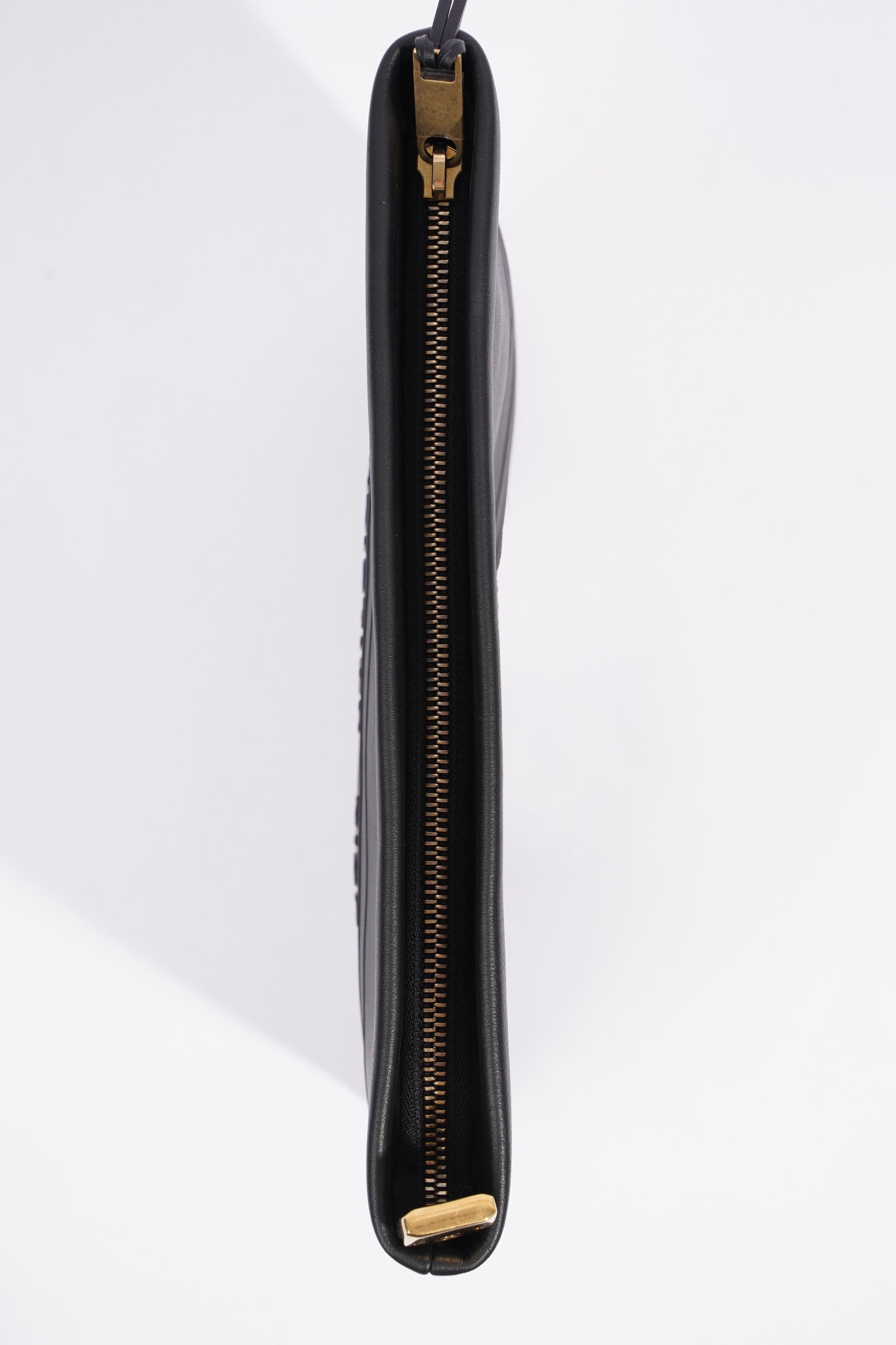 Christian Dior Stripe Pouch Black Leather