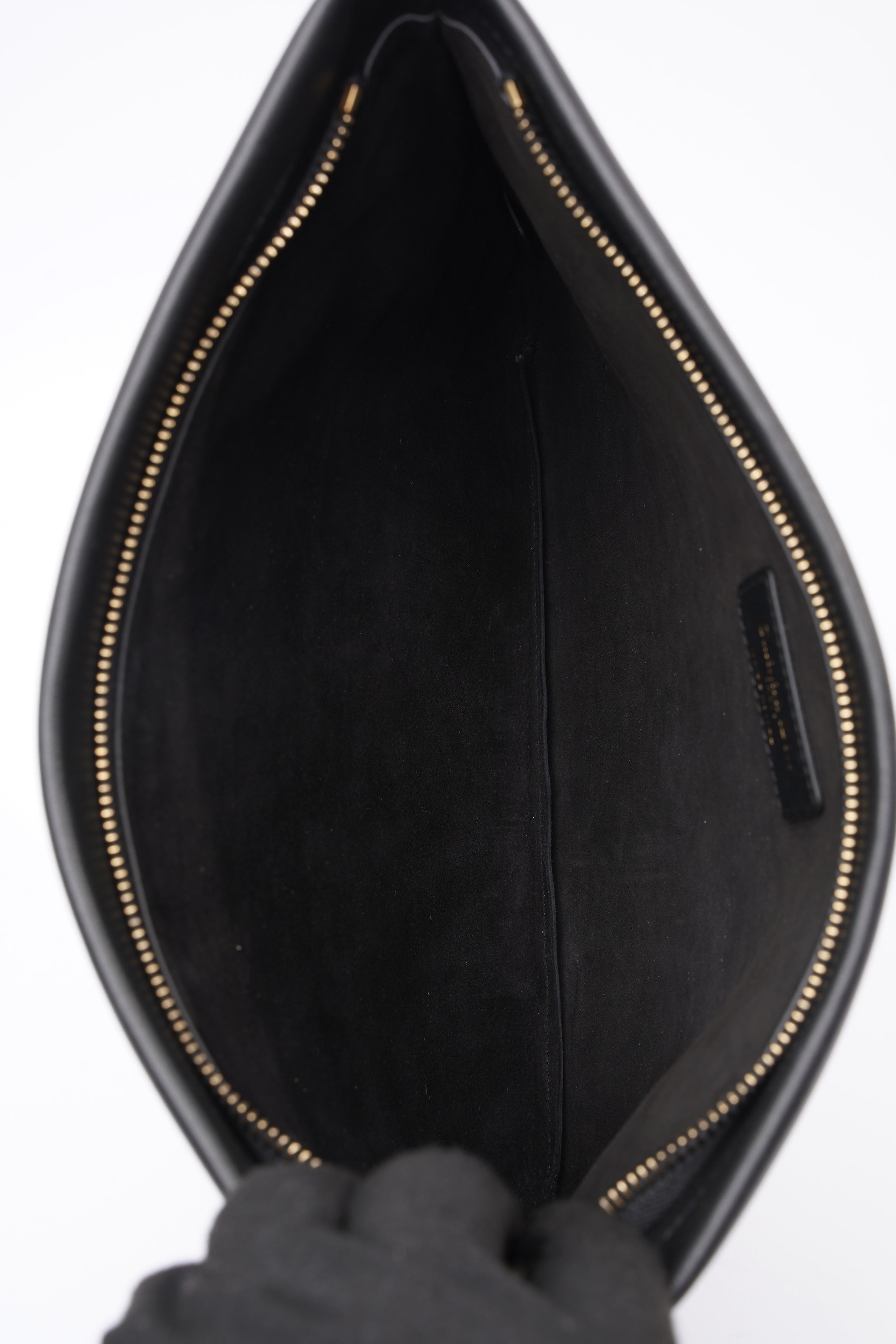 Christian Dior Stripe Pouch Black Leather