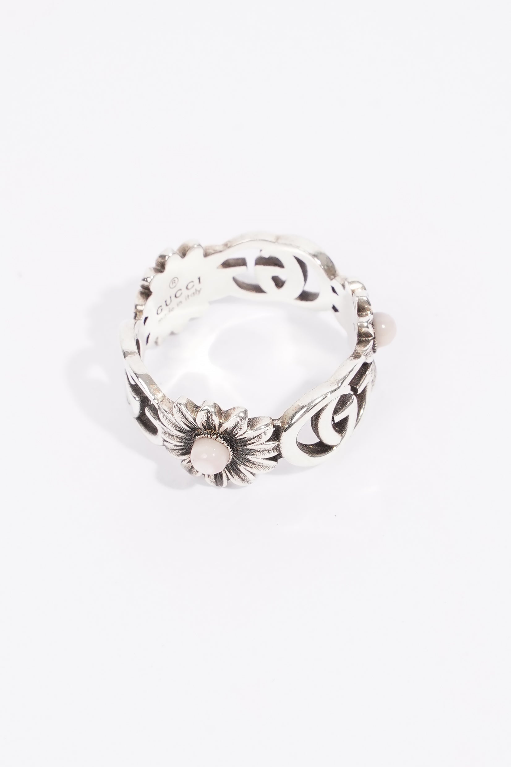 Gucci GG Marmont Mother Of Pearl Ring Silver / Pink Pearl Silver Sterling 17