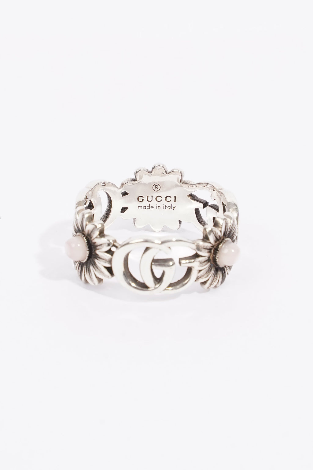 Gucci GG Marmont Mother Of Pearl Ring Silver / Pink Pearl Silver Sterling 17
