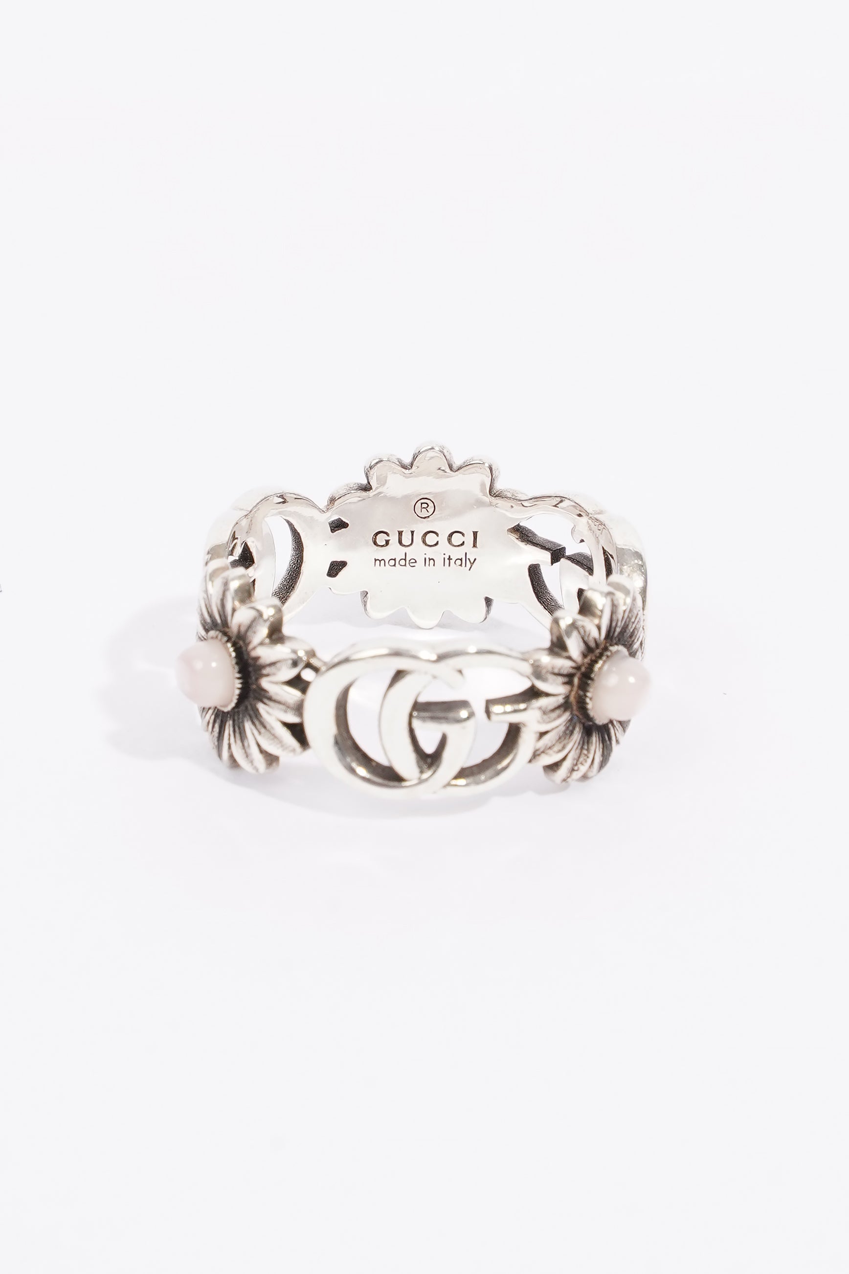 Gucci GG Marmont Mother Of Pearl Ring Silver / Pink Pearl Silver Sterling 17