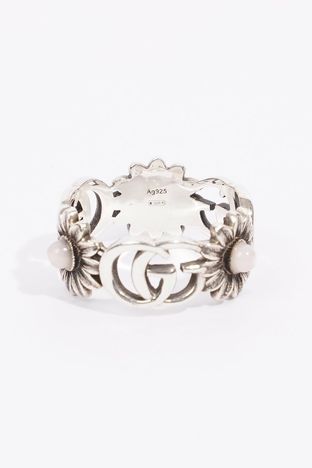 Gucci GG Marmont Mother Of Pearl Ring Silver / Pink Pearl Silver Sterling 17