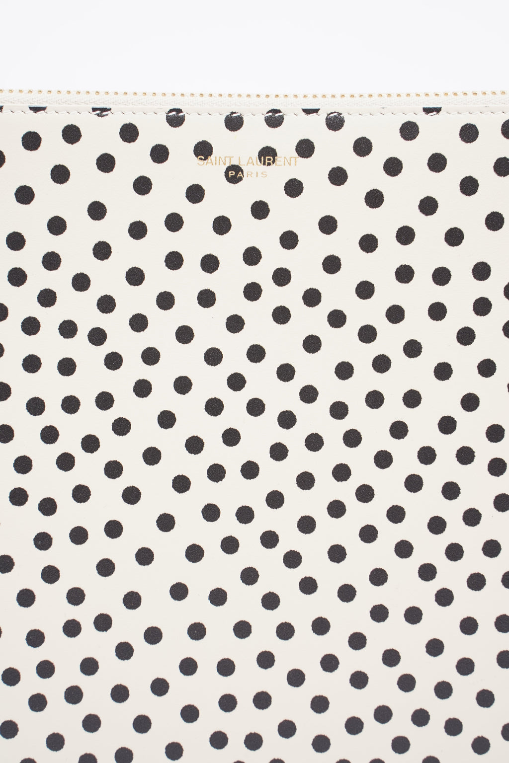 Saint Laurent Polka Dot Pouch Black / White Leather