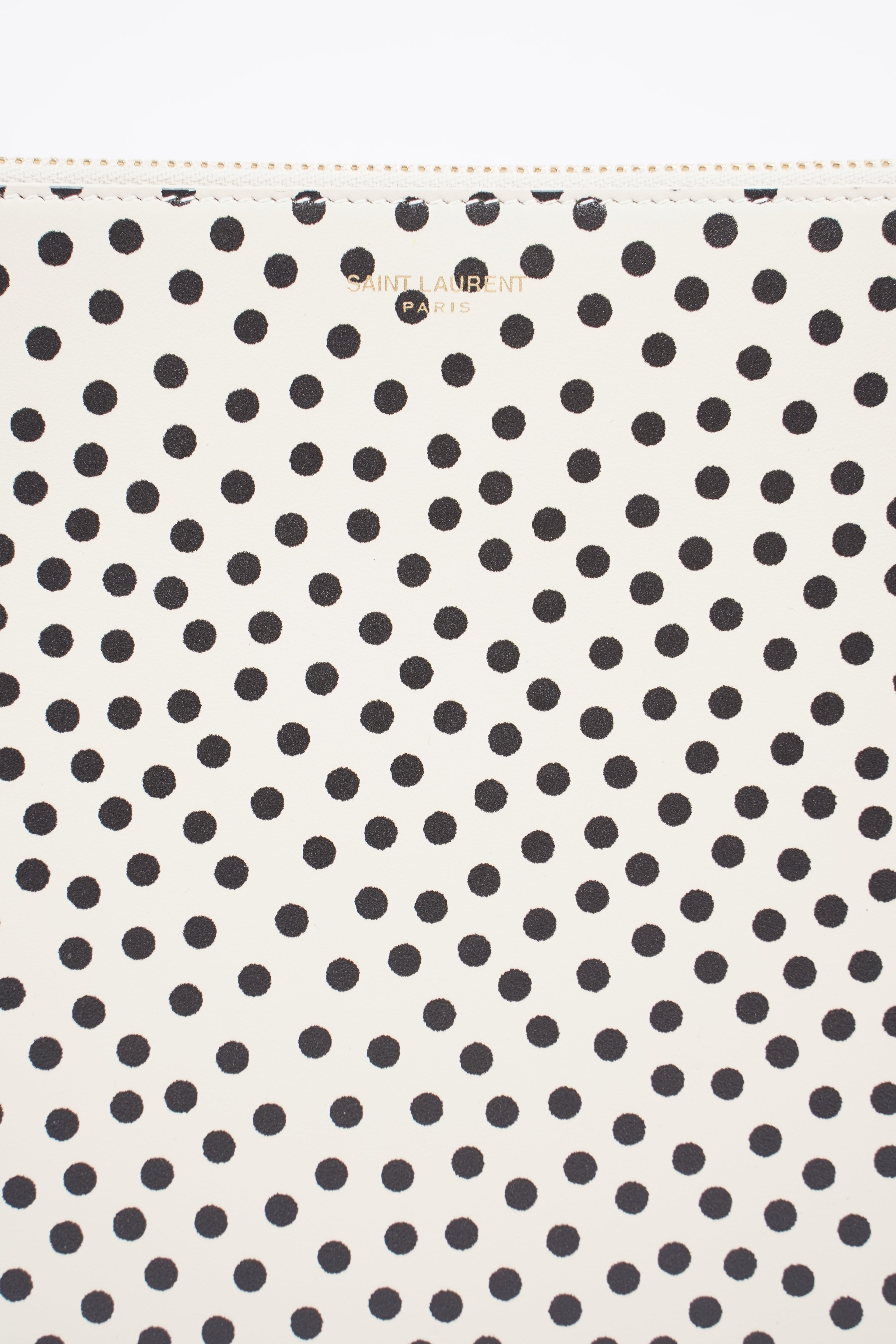 Saint Laurent Polka Dot Pouch Black / White Leather