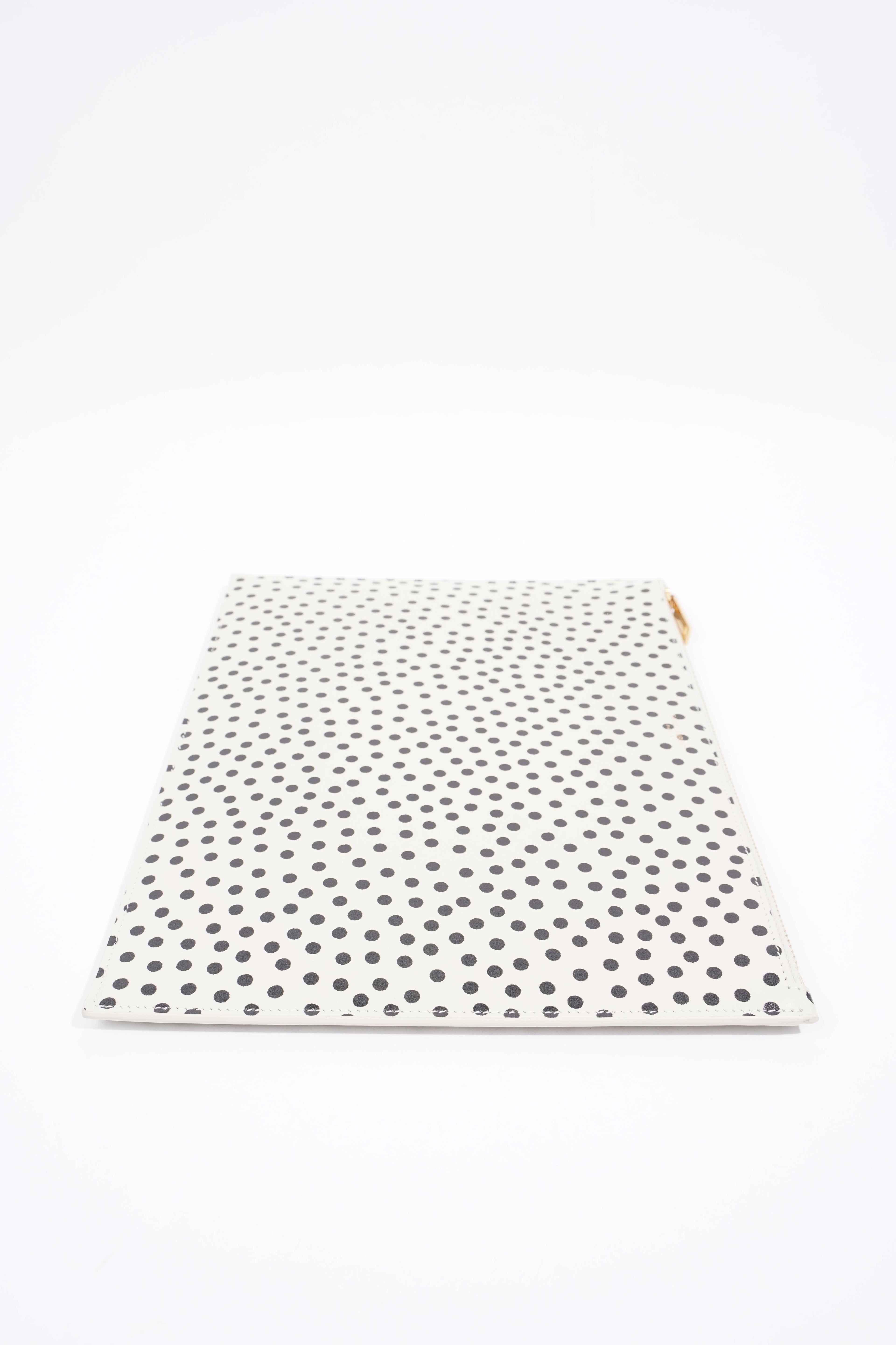Saint Laurent Polka Dot Pouch Black / White Leather