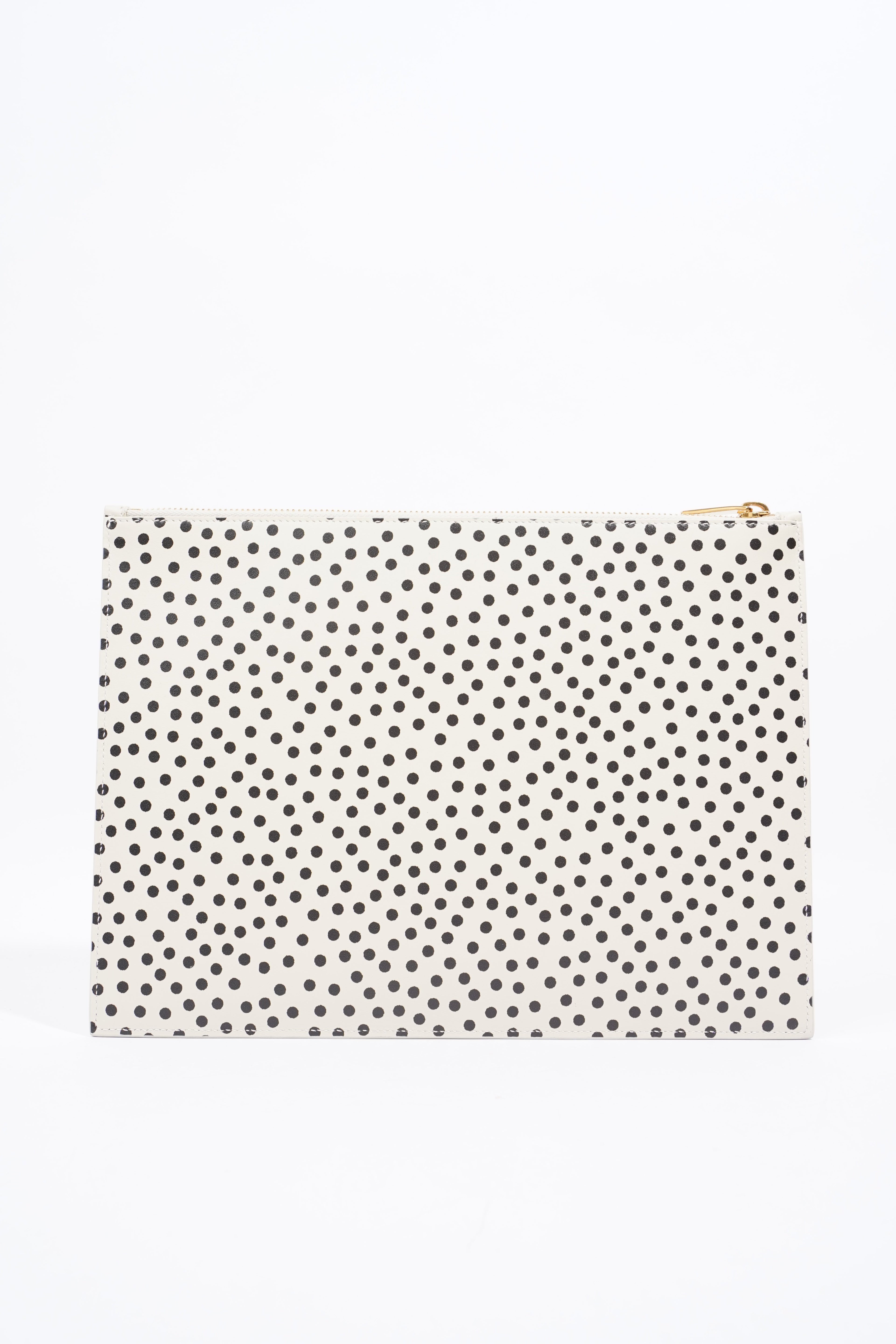 Saint Laurent Polka Dot Pouch Black / White Leather