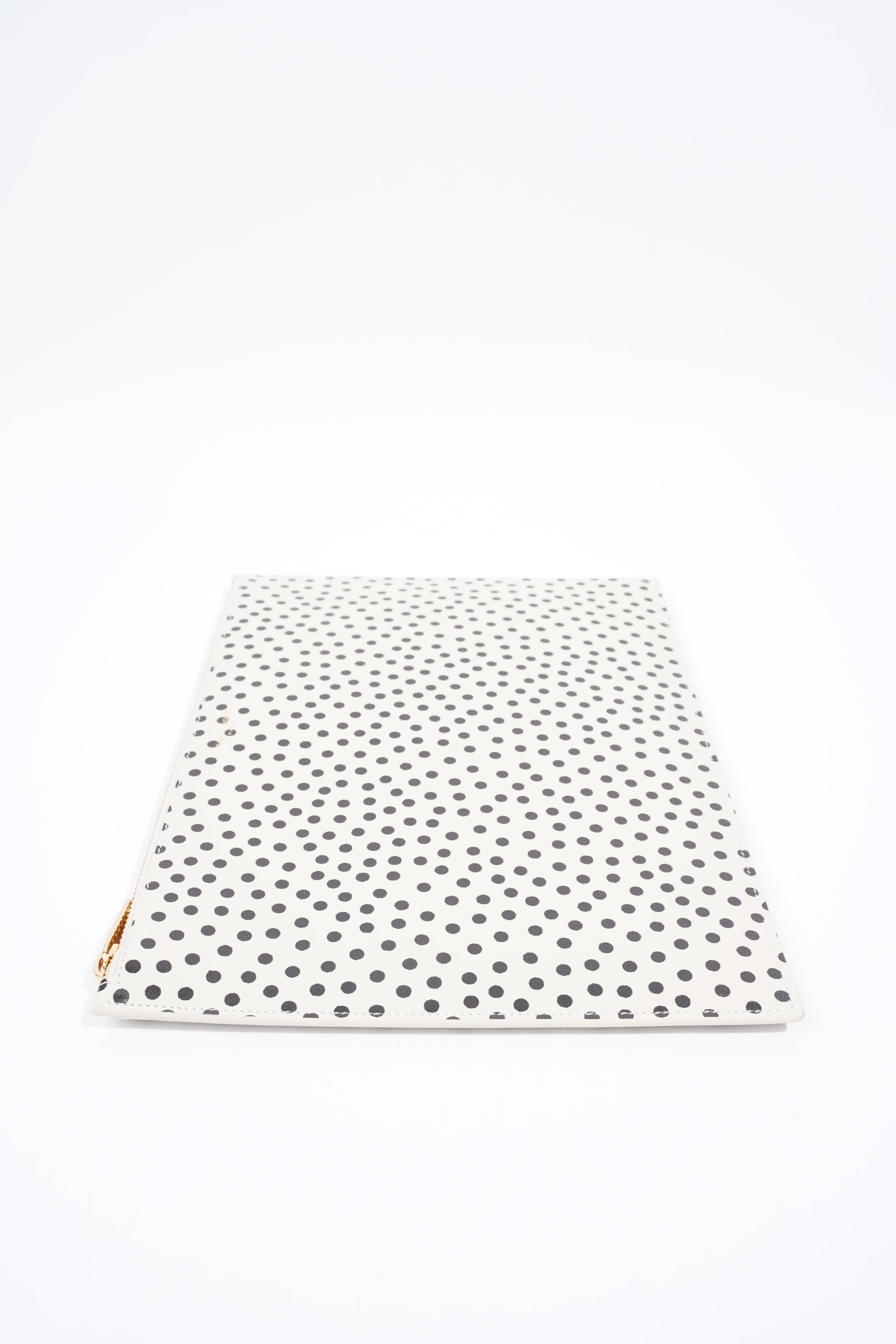 Saint Laurent Polka Dot Pouch Black / White Leather