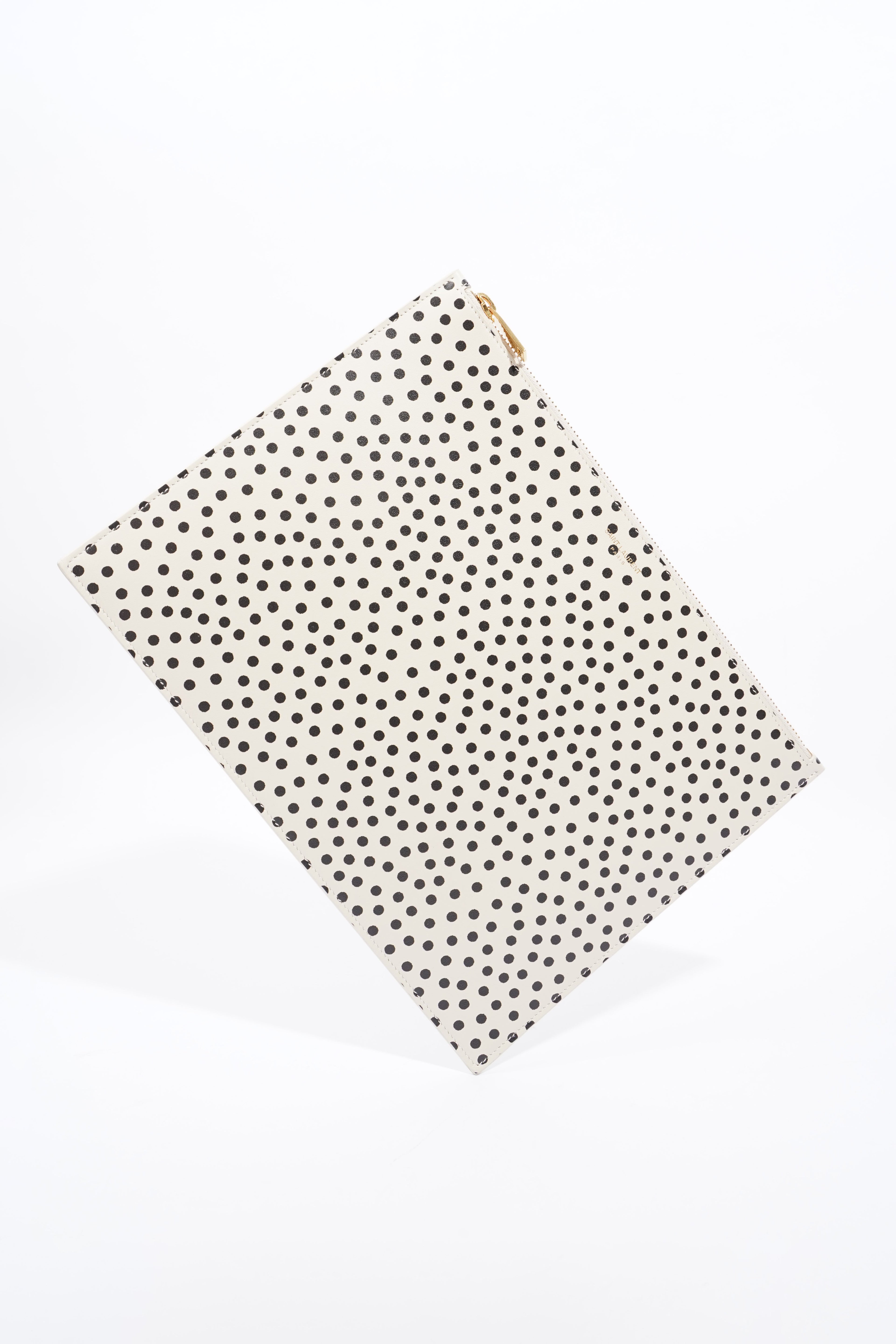 Saint Laurent Polka Dot Pouch Black / White Leather