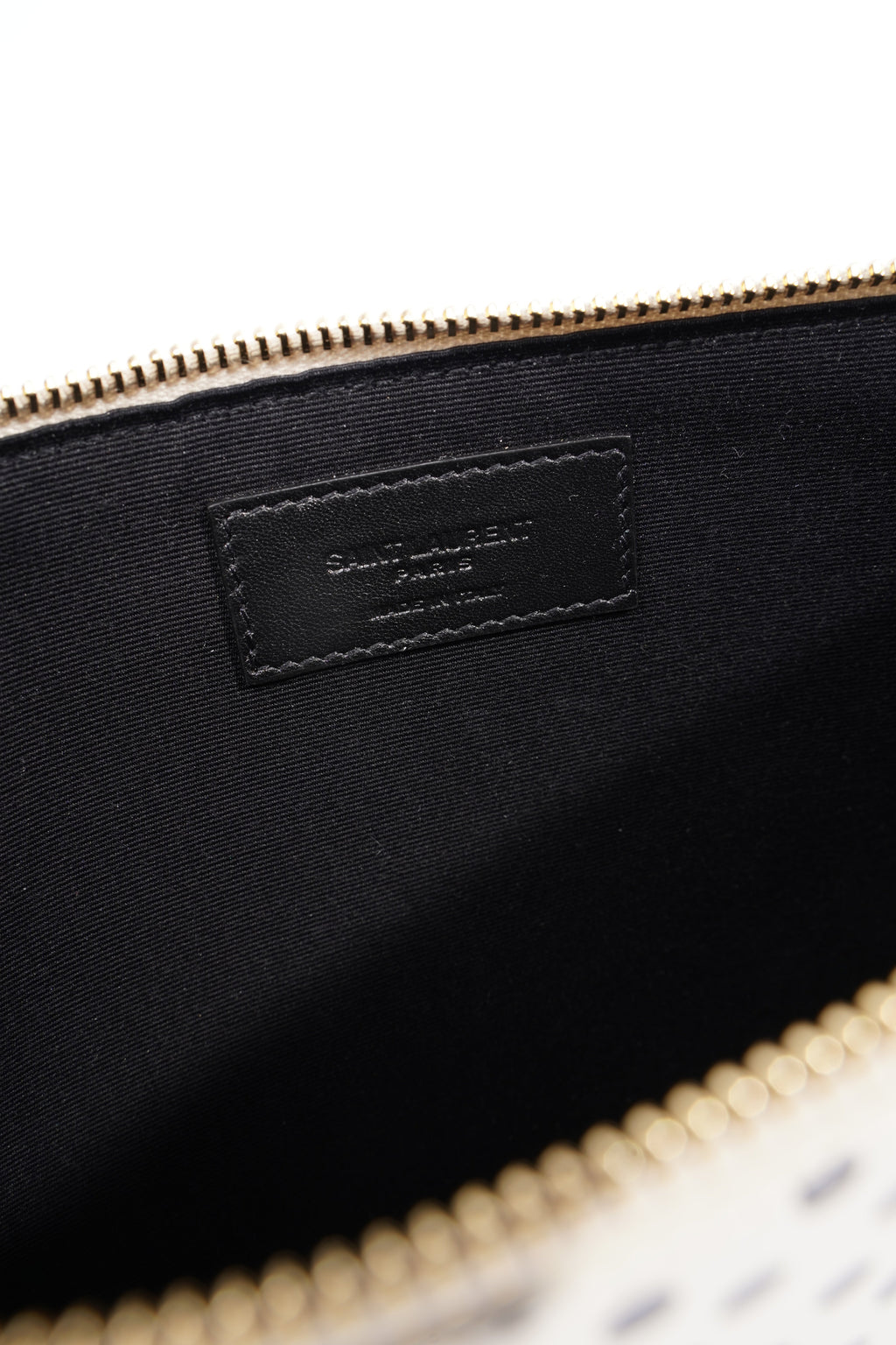 Saint Laurent Polka Dot Pouch Black / White Leather