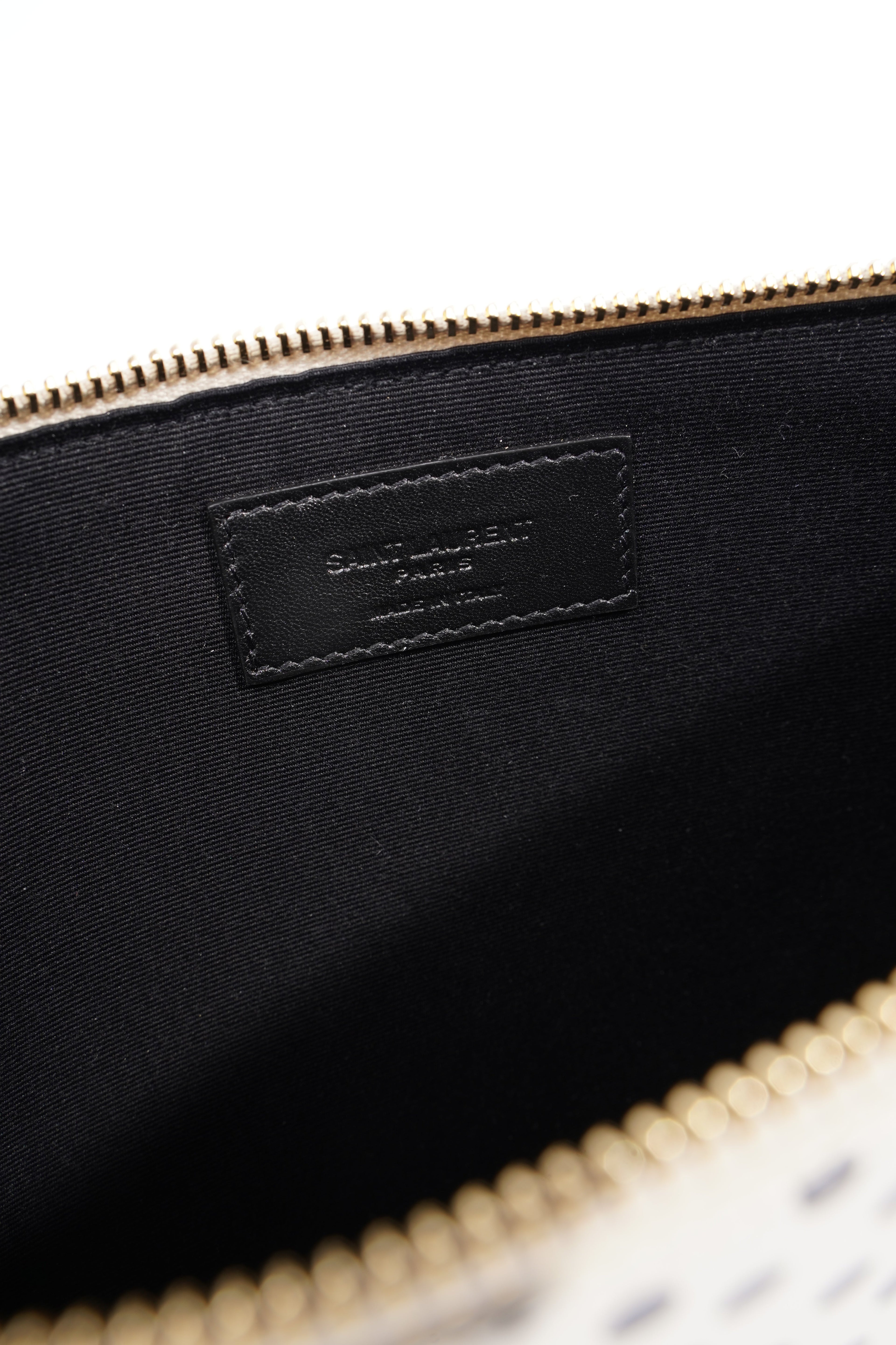 Saint Laurent Polka Dot Pouch Black / White Leather