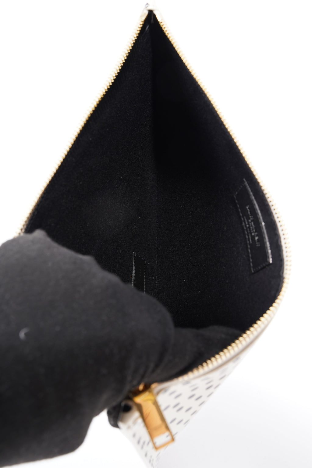 Saint Laurent Polka Dot Pouch Black / White Leather
