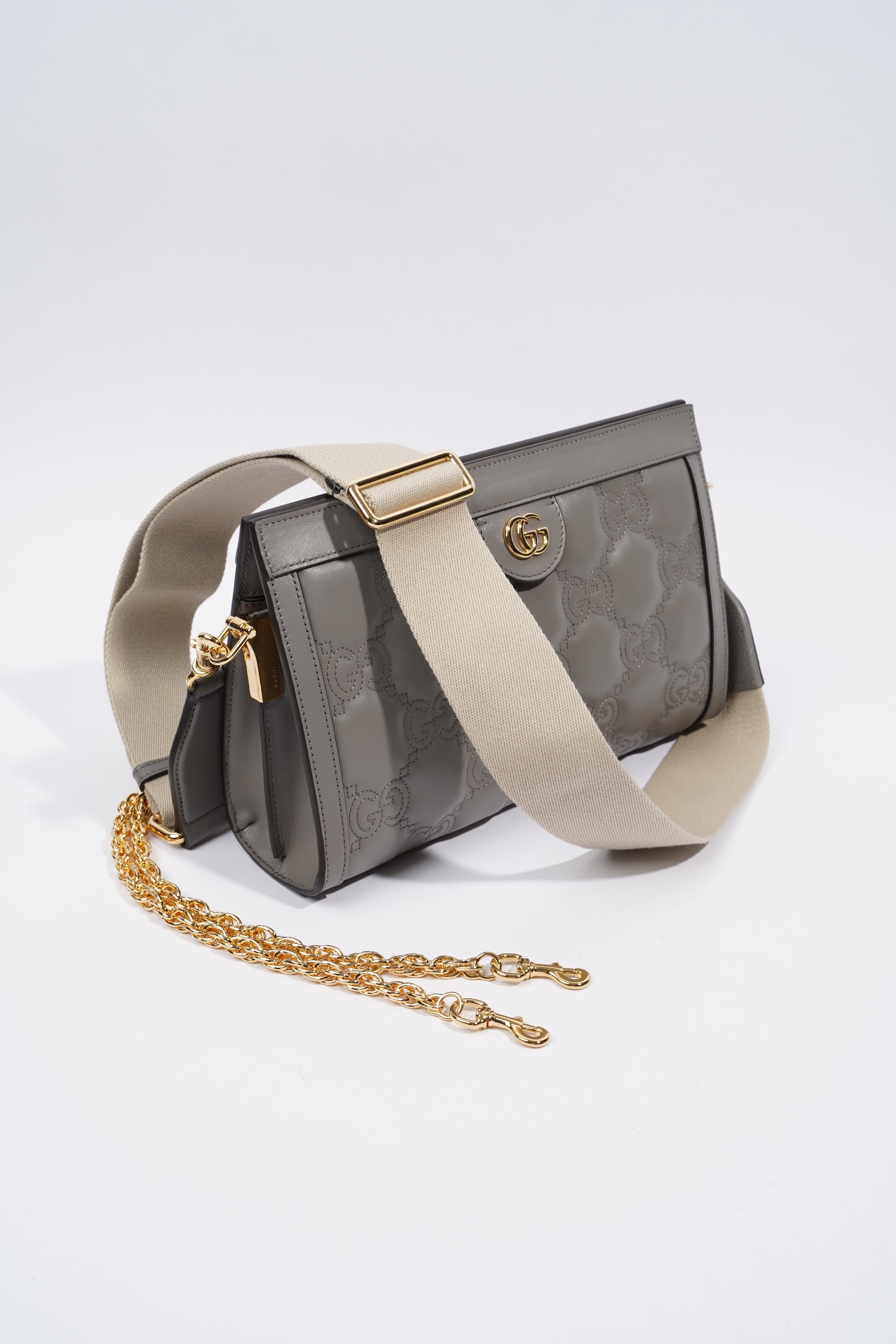 Gucci GG Matelasse Grey Matelasse Leather Small